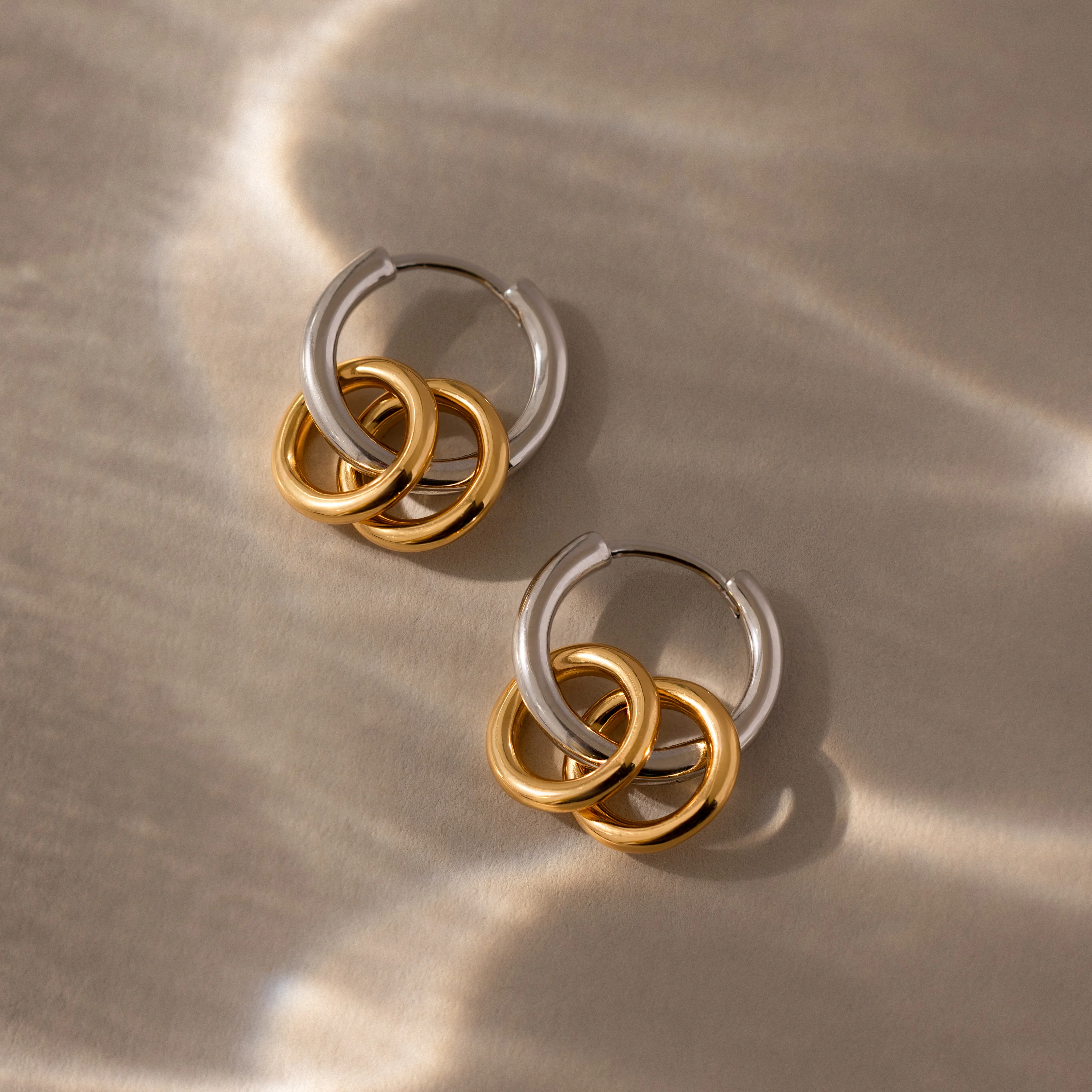 Duo Link Mixed Metal Hoops - Image 7