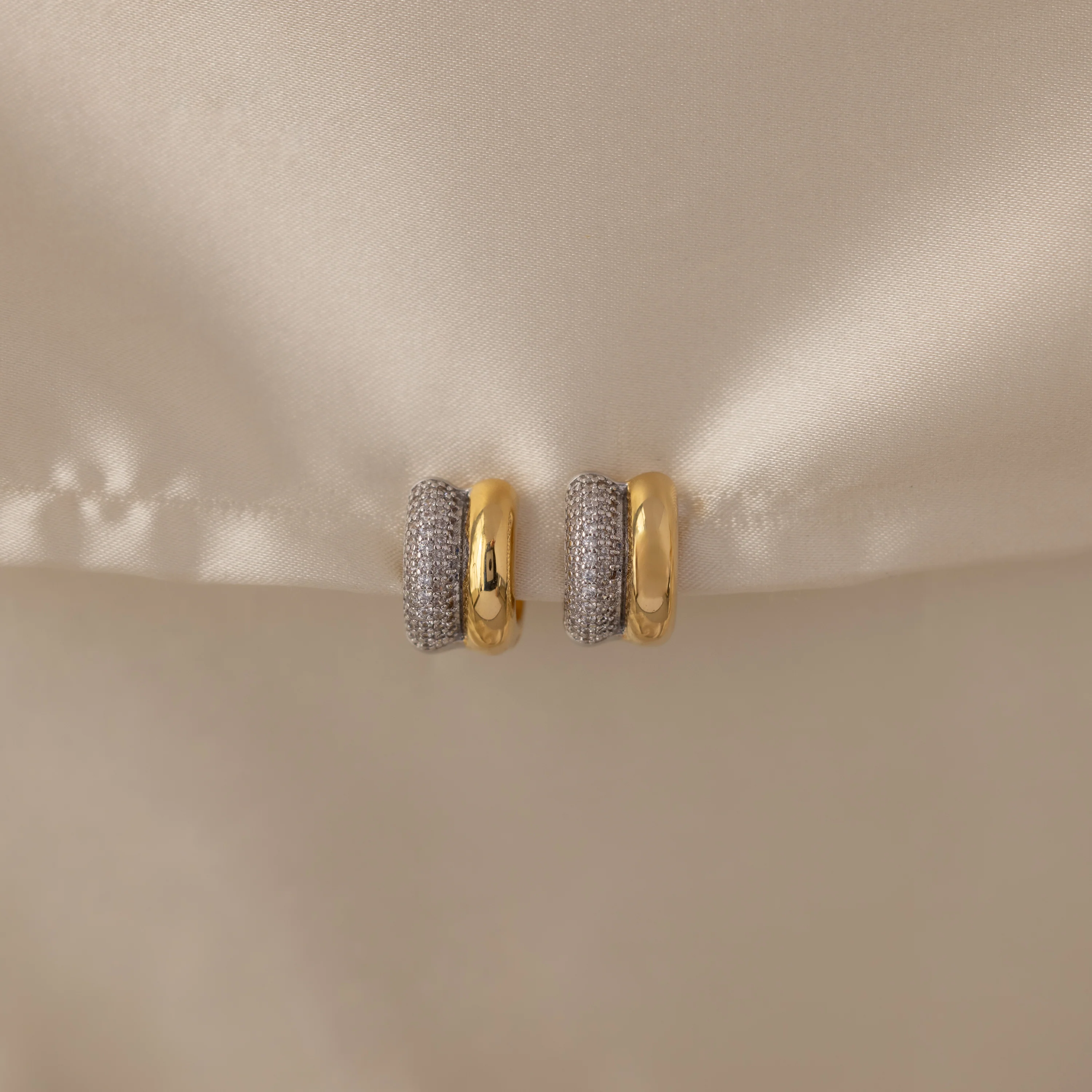Duo Mixed Metal Pave Huggies - Image 6