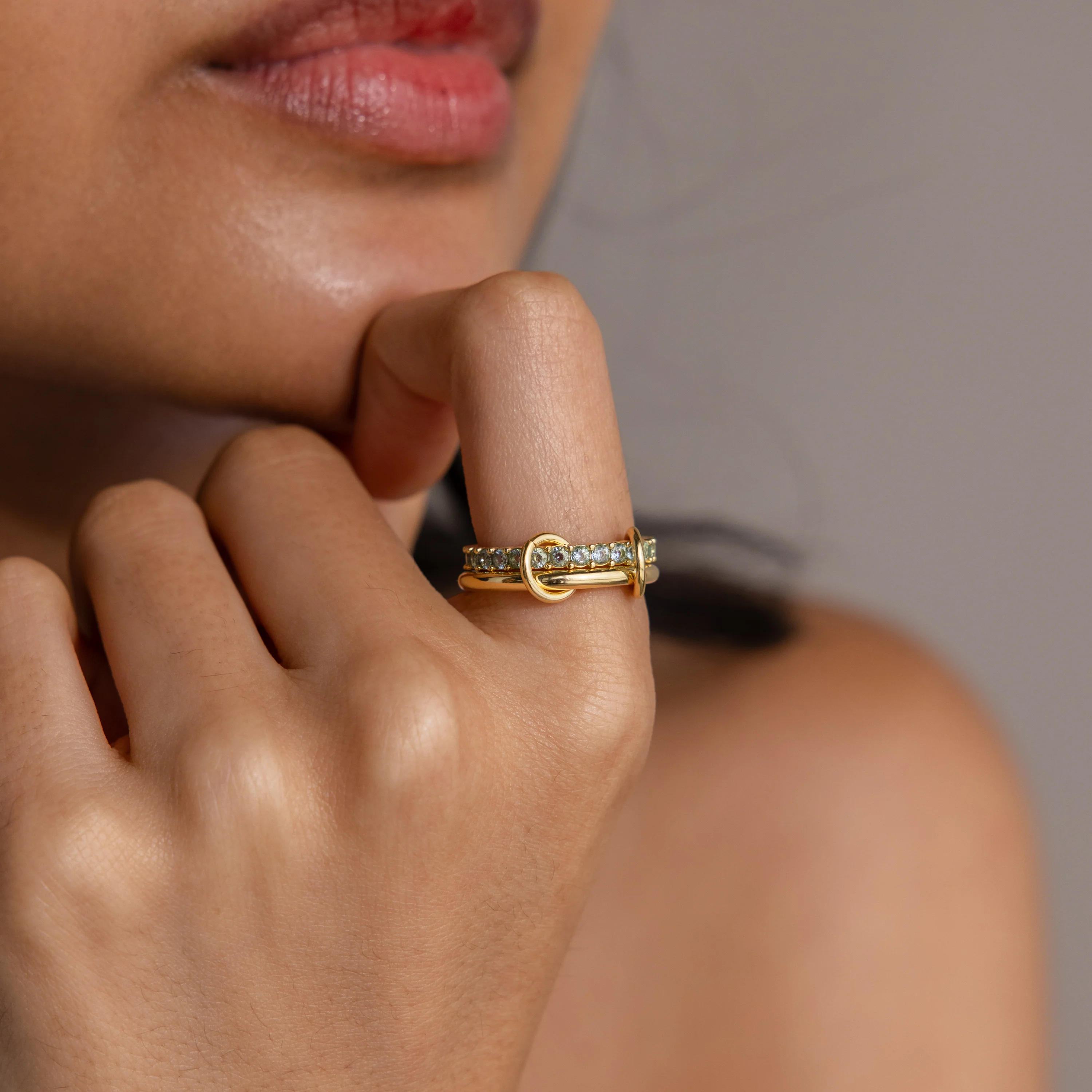 Duo Ruby Tennis Linked Ring Set - Image 2