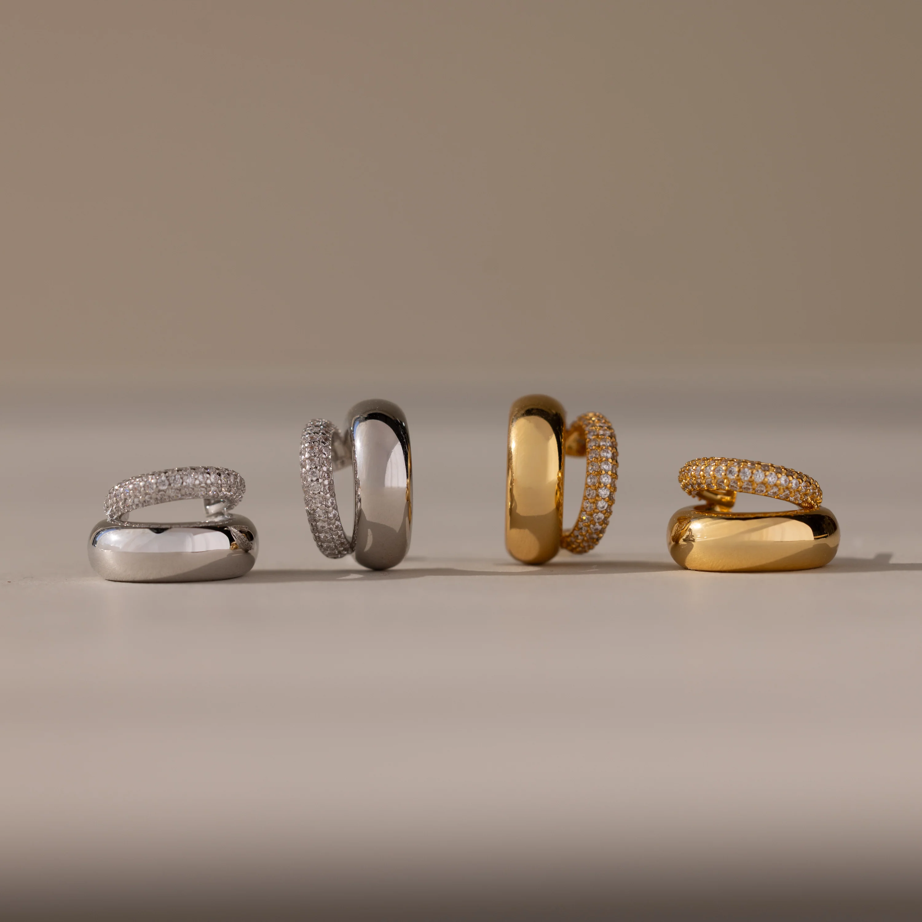 Duo Pave Dome Studs in Mixed Metal - Image 7