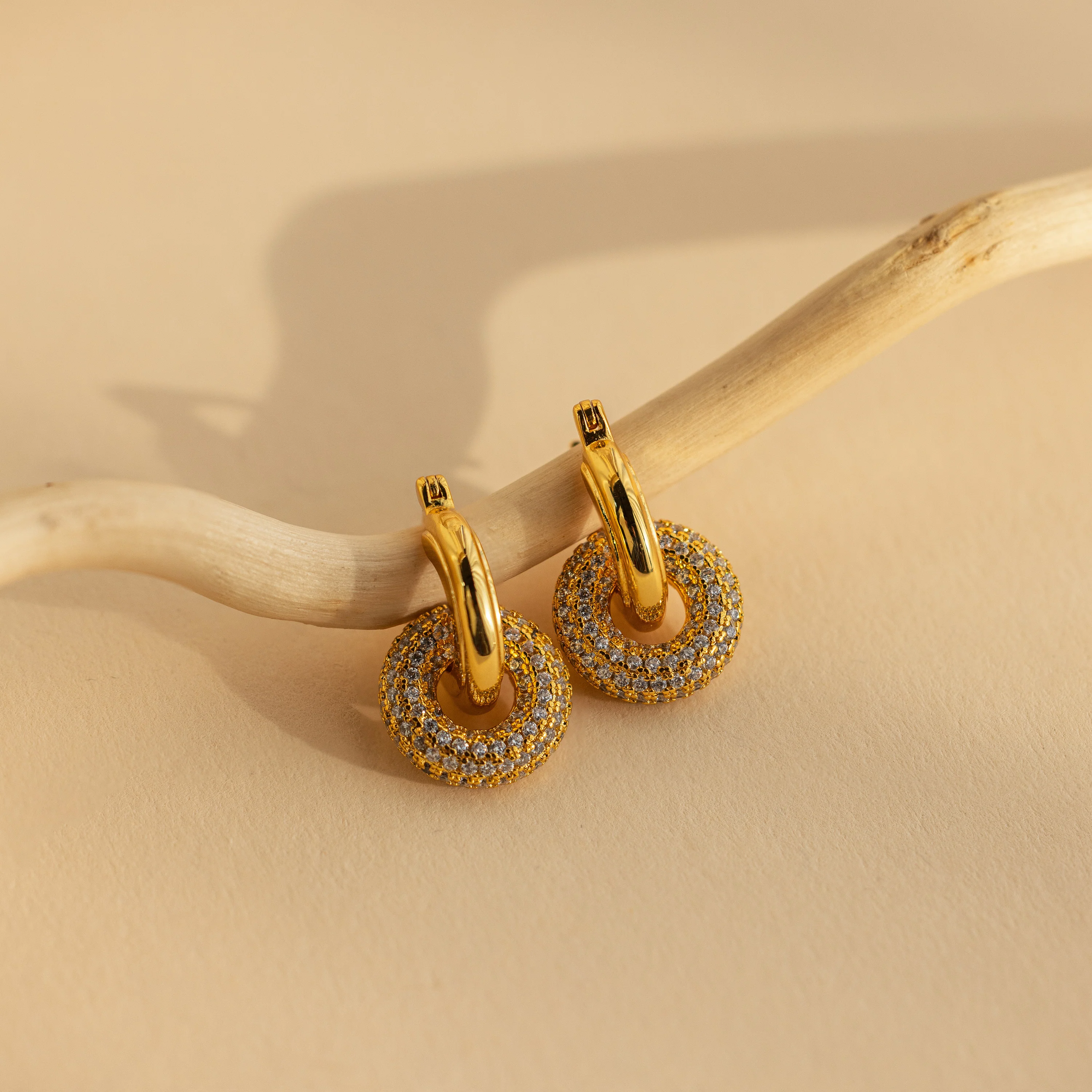 Duo Pave Link Hoops in 18K Gold - Image 4
