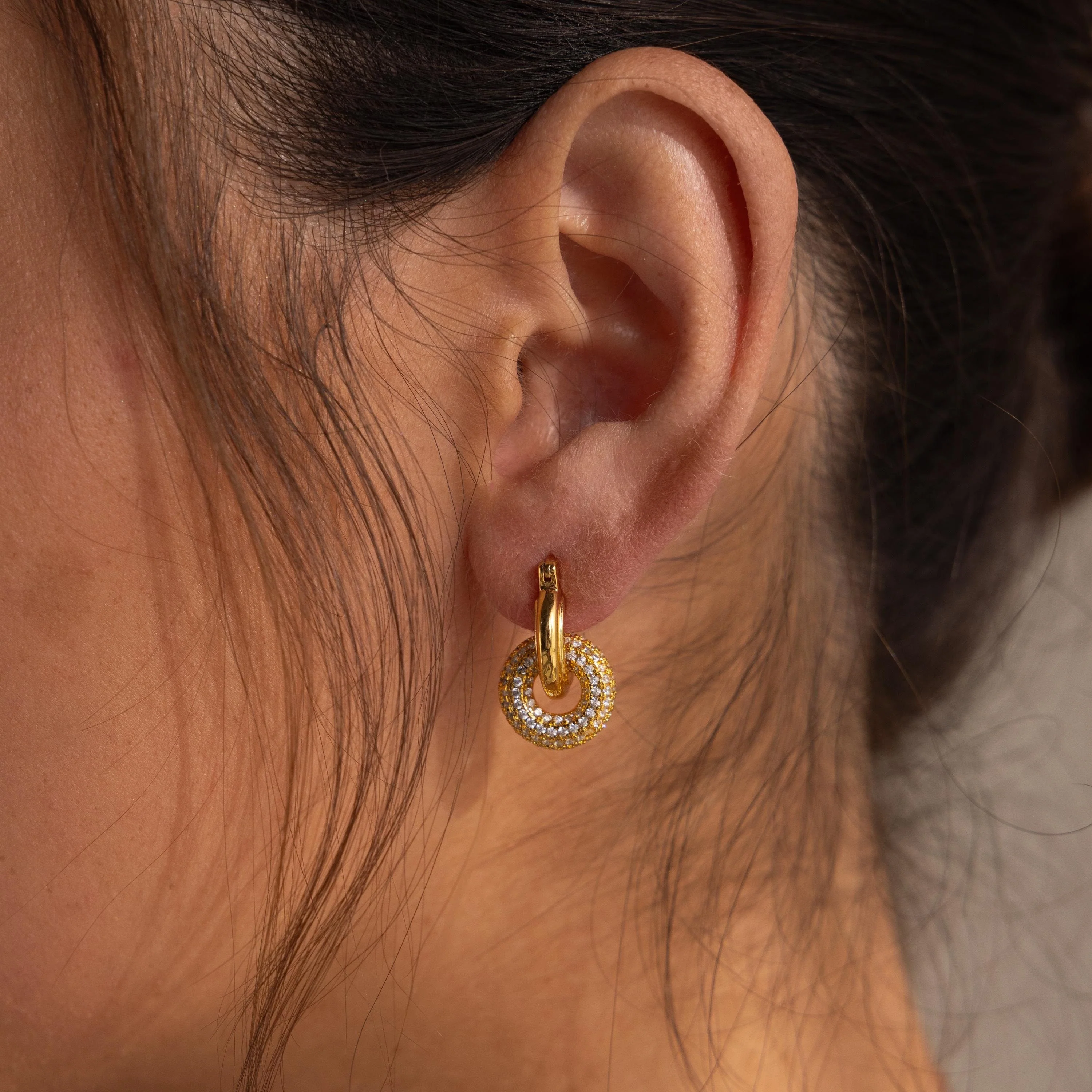Duo Pave Link Hoops - Image 2