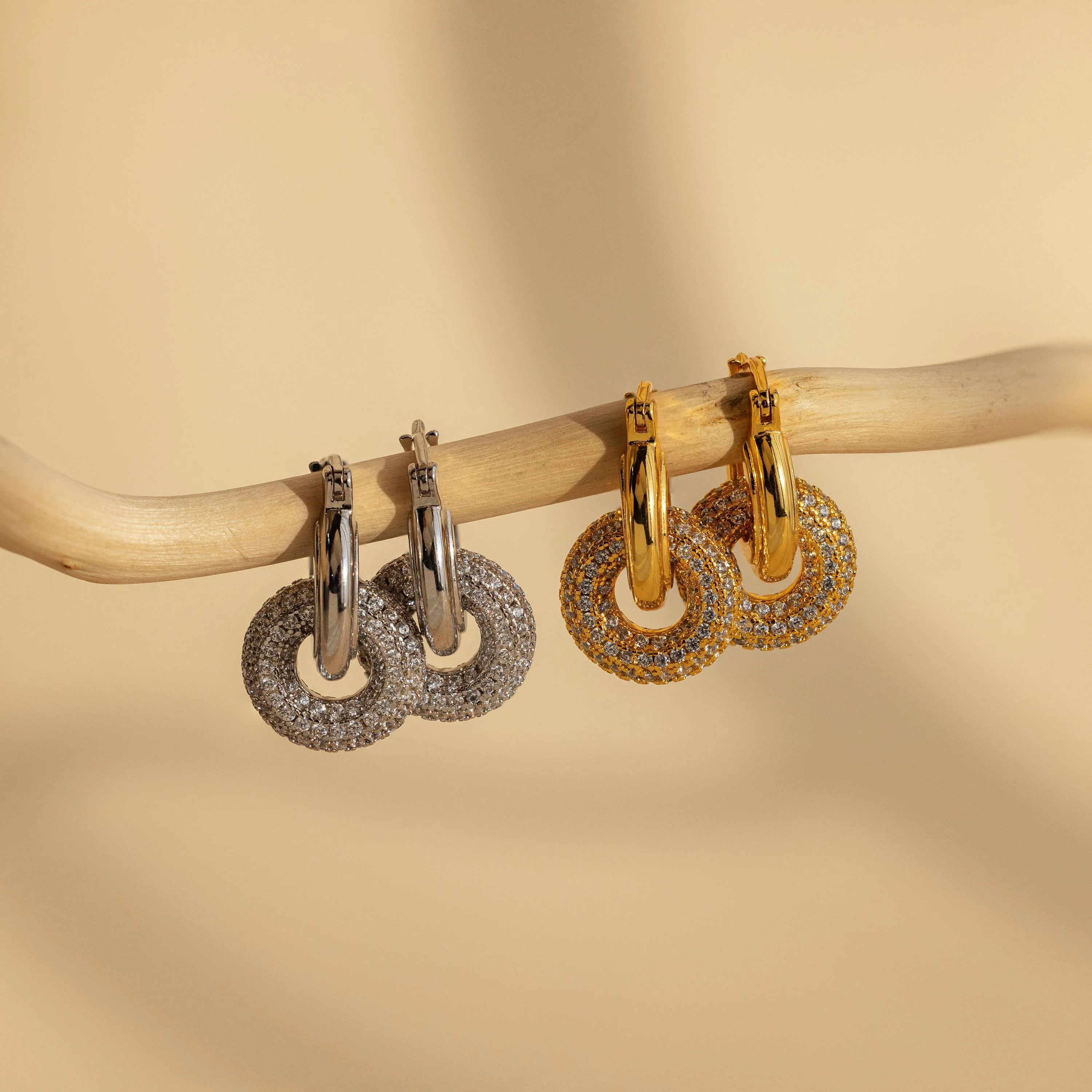 Duo Pave Link Hoops - Image 3