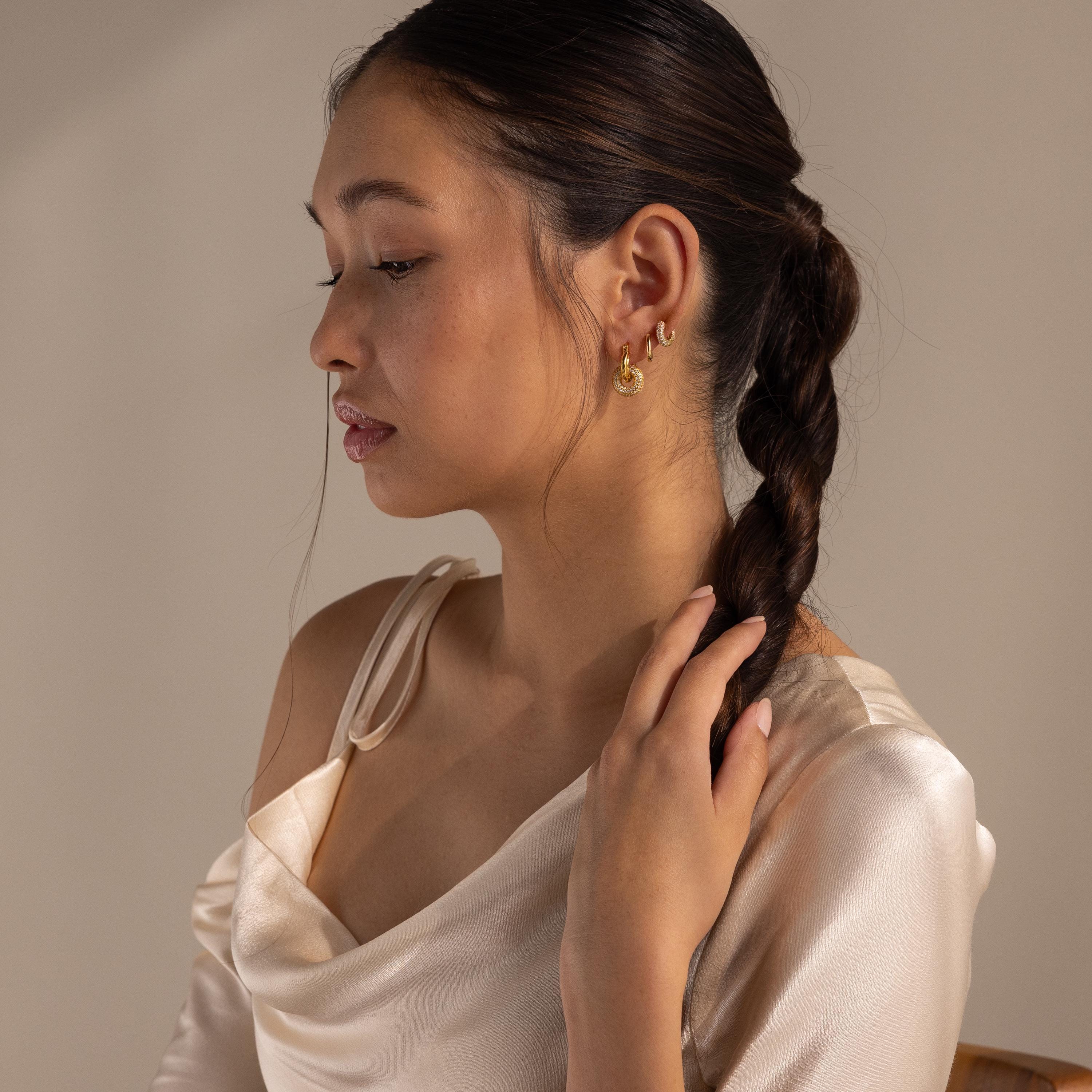 Duo Pave Link Hoops - Image 6