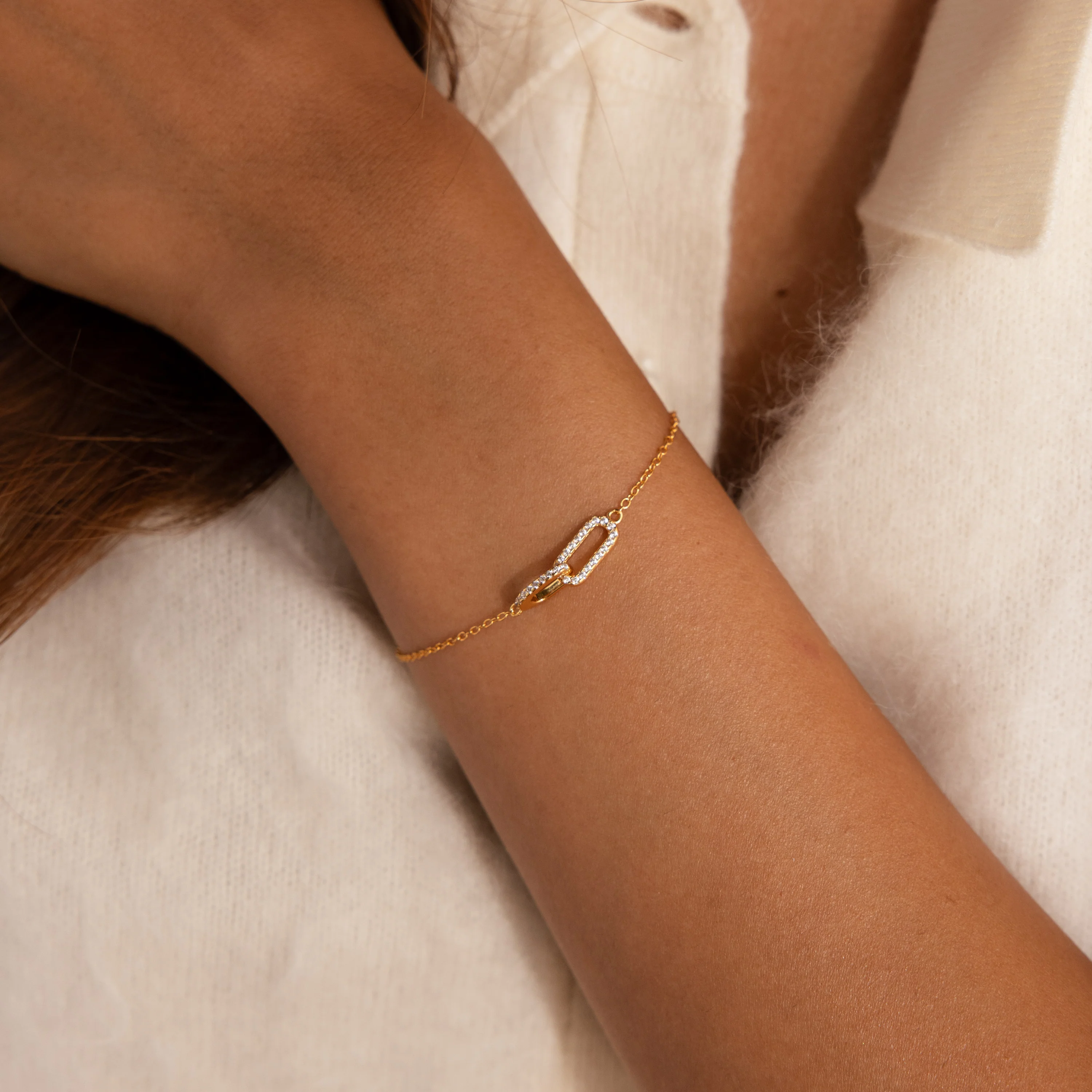 Duo Pave Link Pendant Bracelet - Image 2