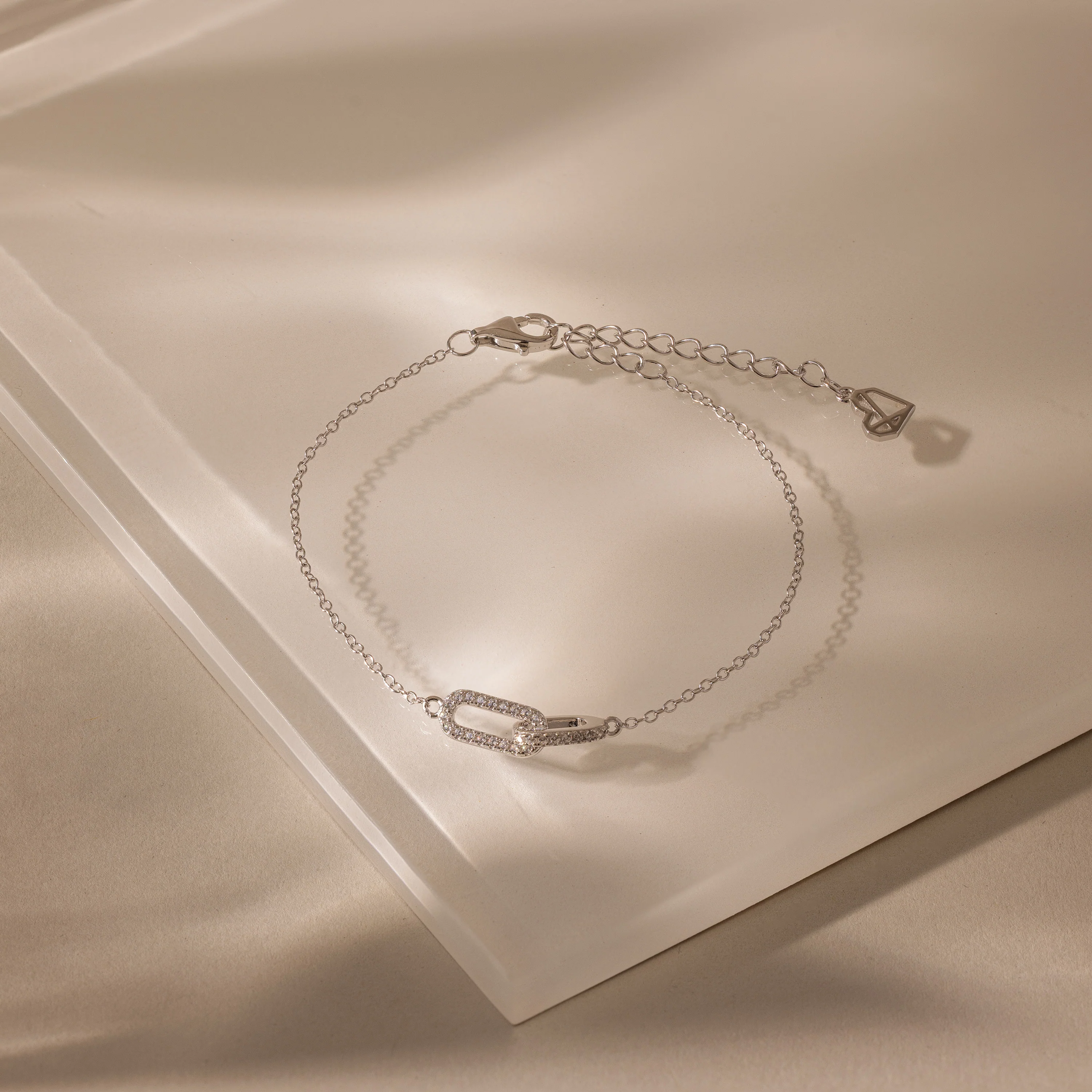 Duo Pave Link Pendant Bracelet - Image 3