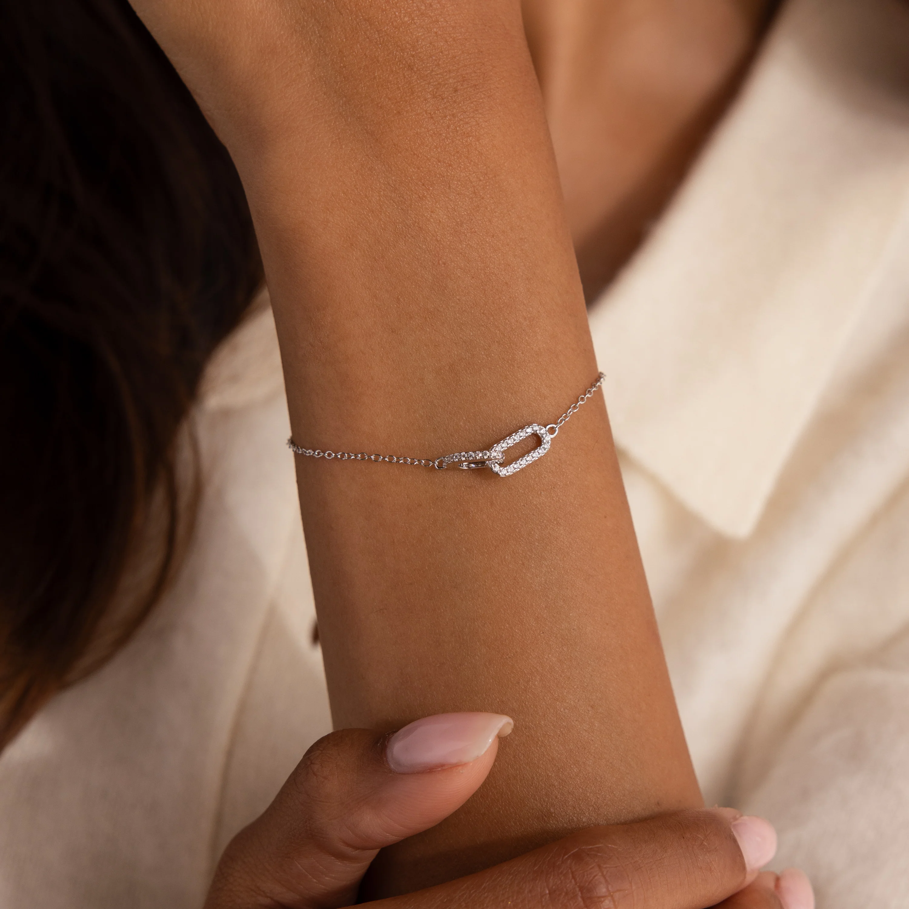 Duo Pave Link Pendant Bracelet - Image 5