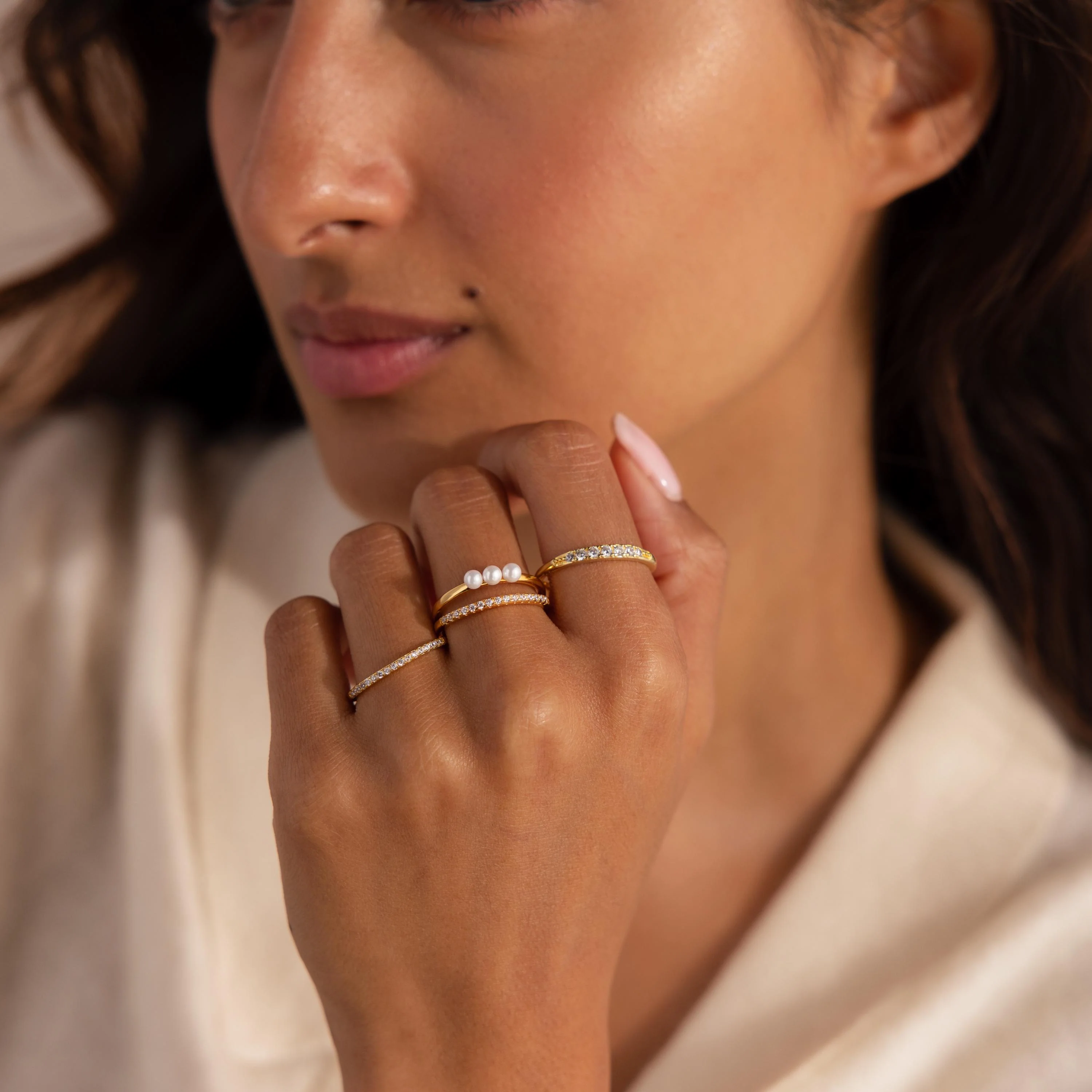 Duo Pave Pearl Ring - Image 4