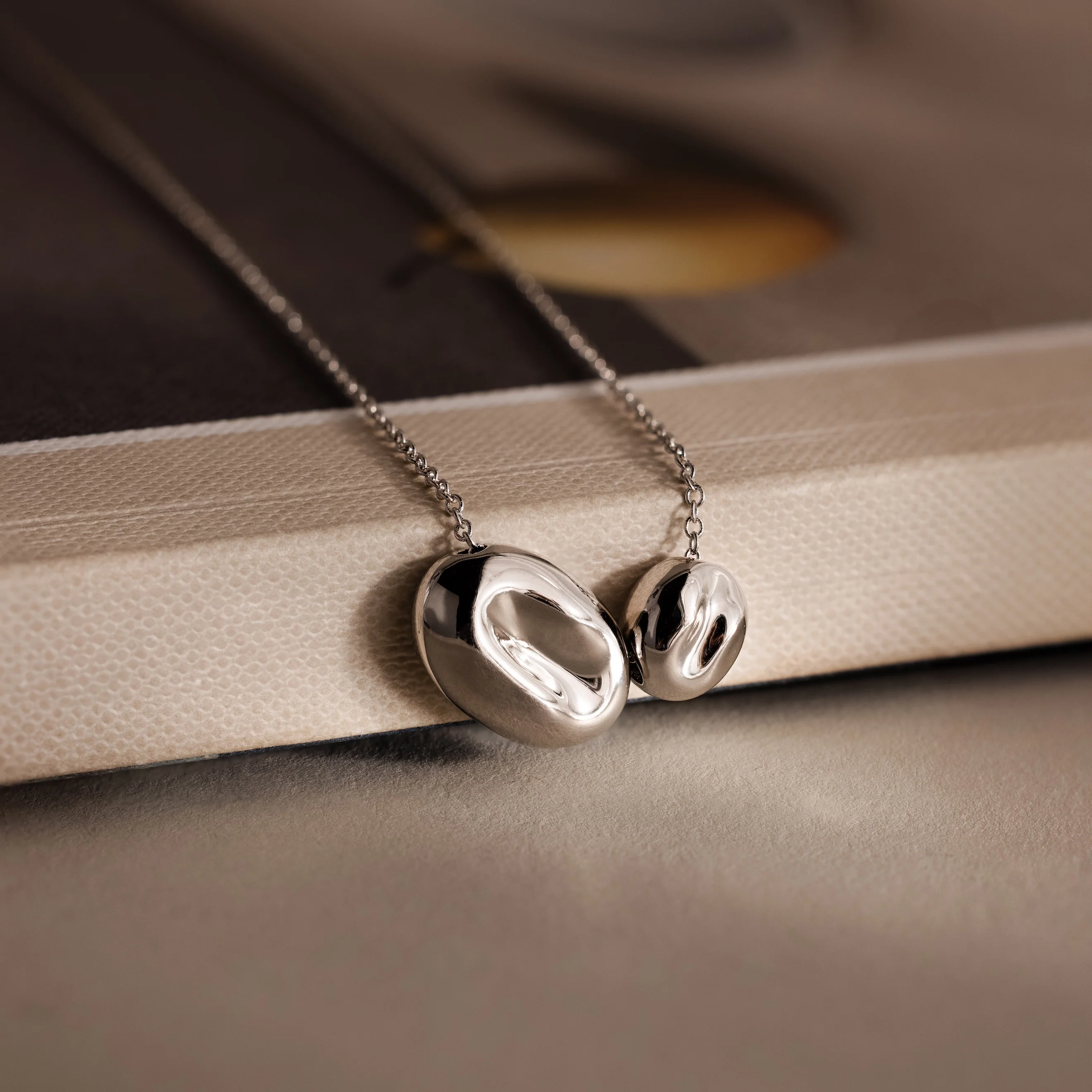 Duo Pebble Necklace in Silver - Image 7