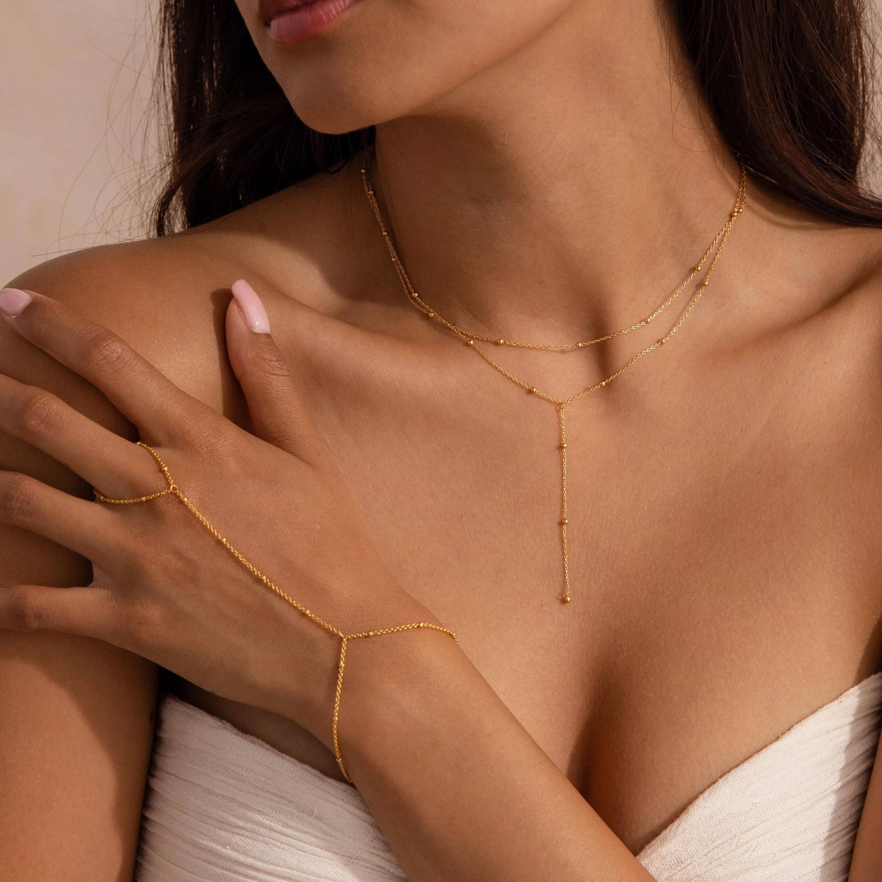 Duo Satellite Lariat Necklace - Image 4