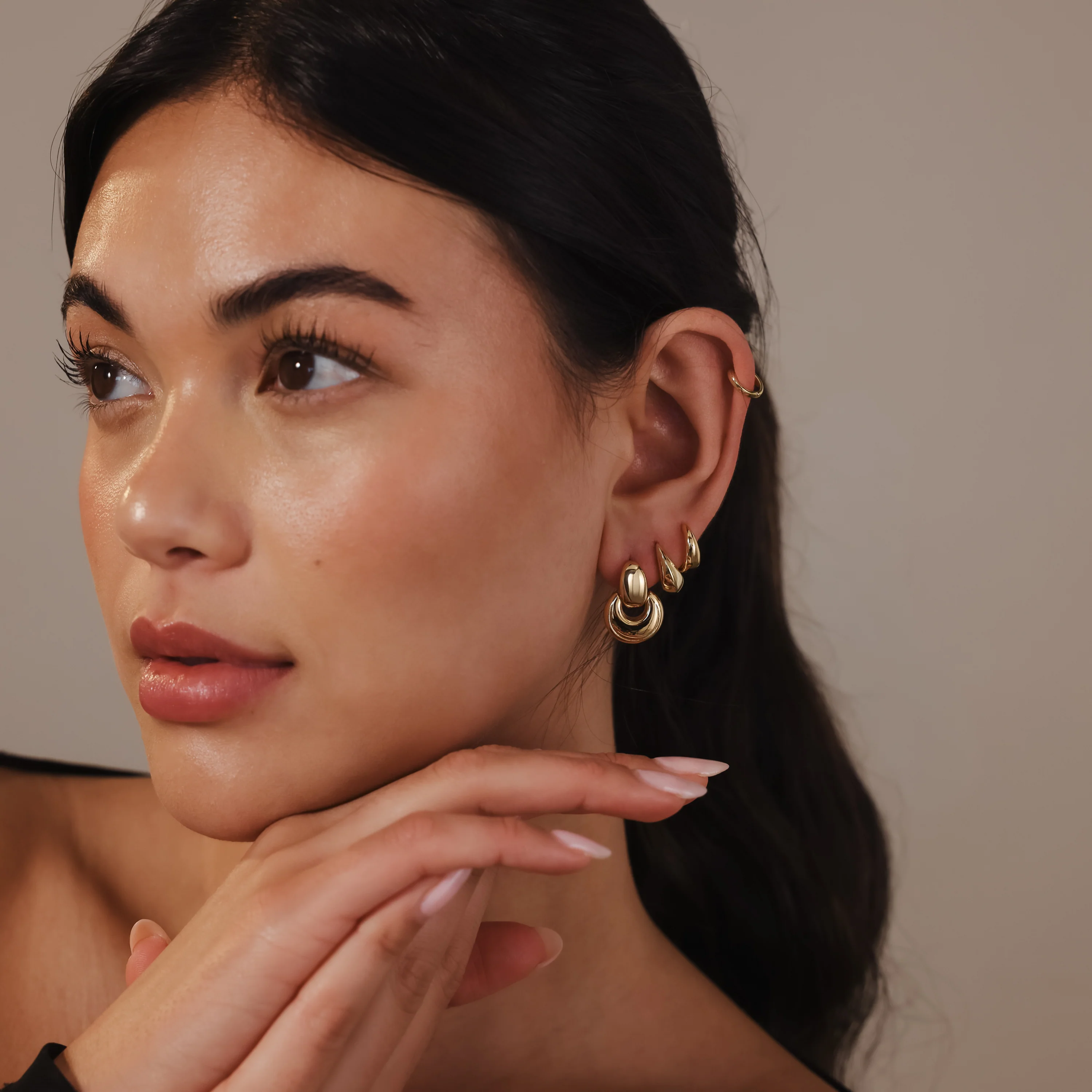 Eclipse Dome Studs in 18K Gold - Image 5