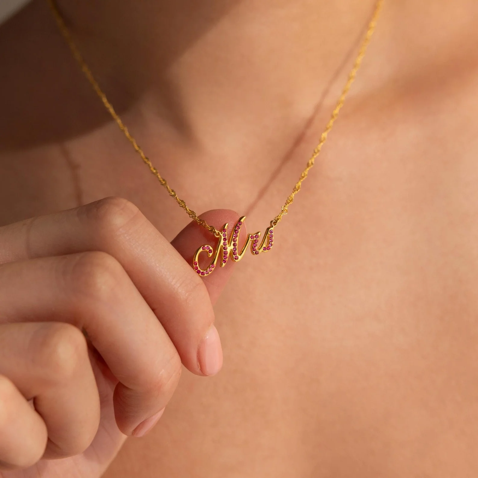 Elegant Birthstone Name Necklace - Image 2