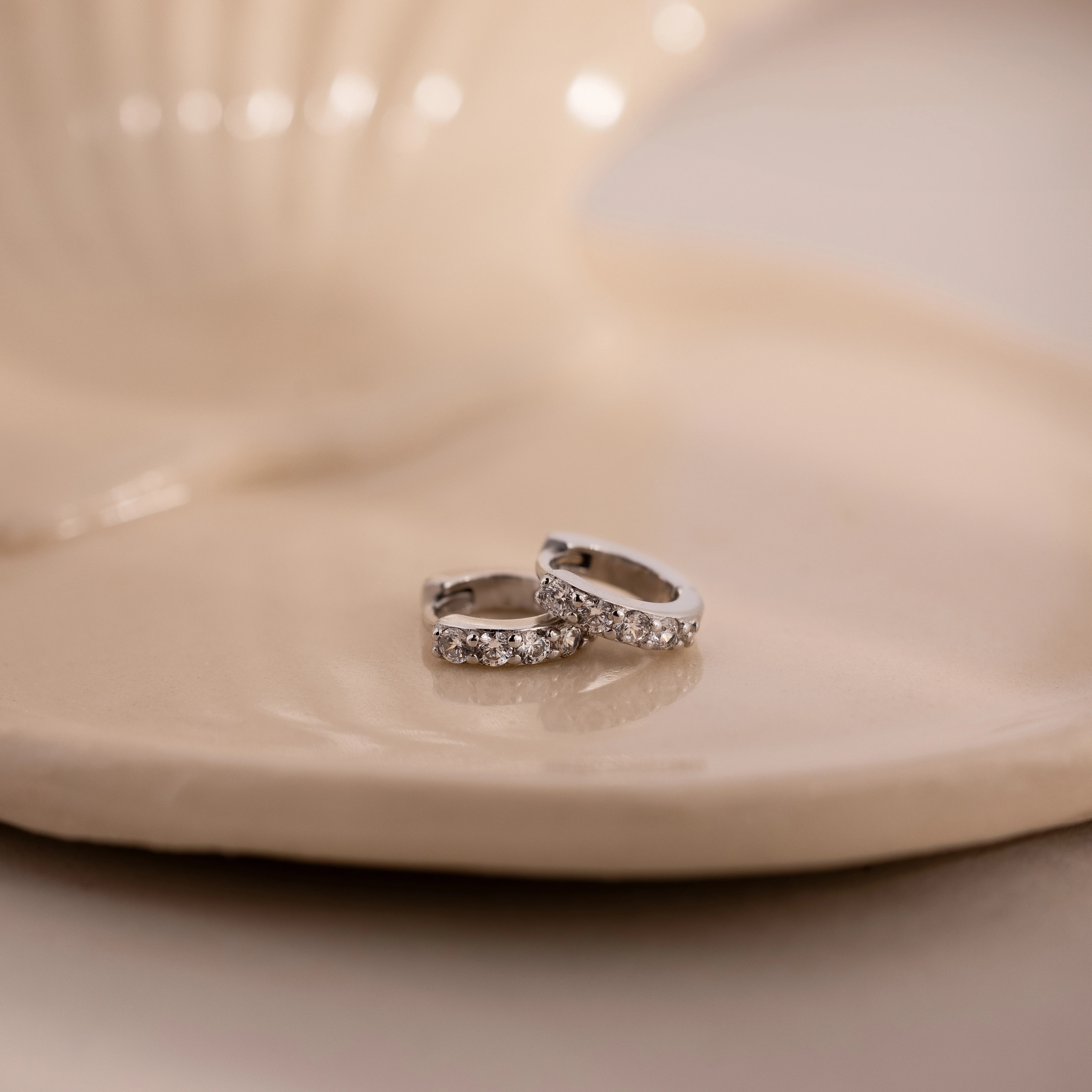 Elise Diamond Huggies in Silver - Image 3