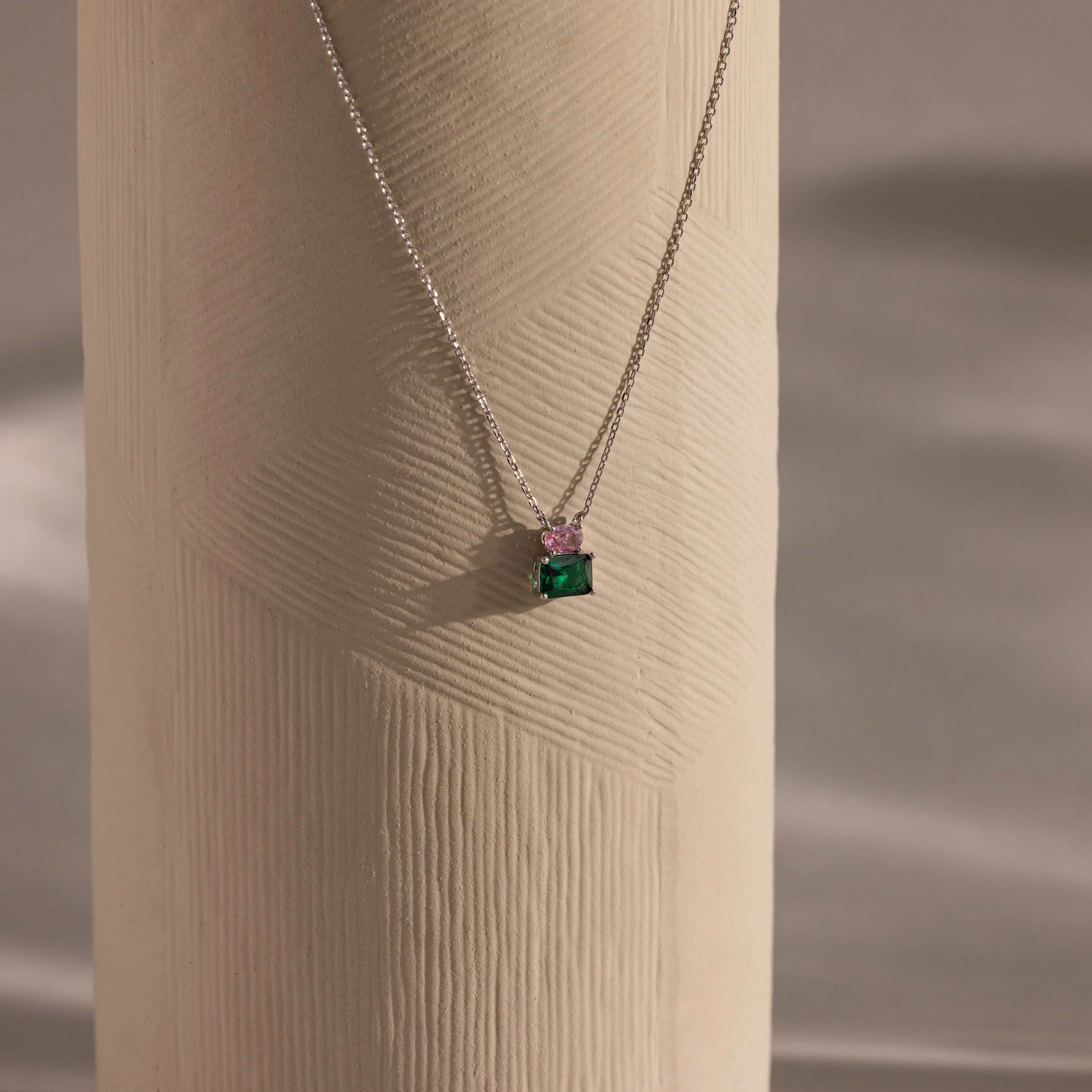 Emerald Bloom Necklace in Silver - Image 3
