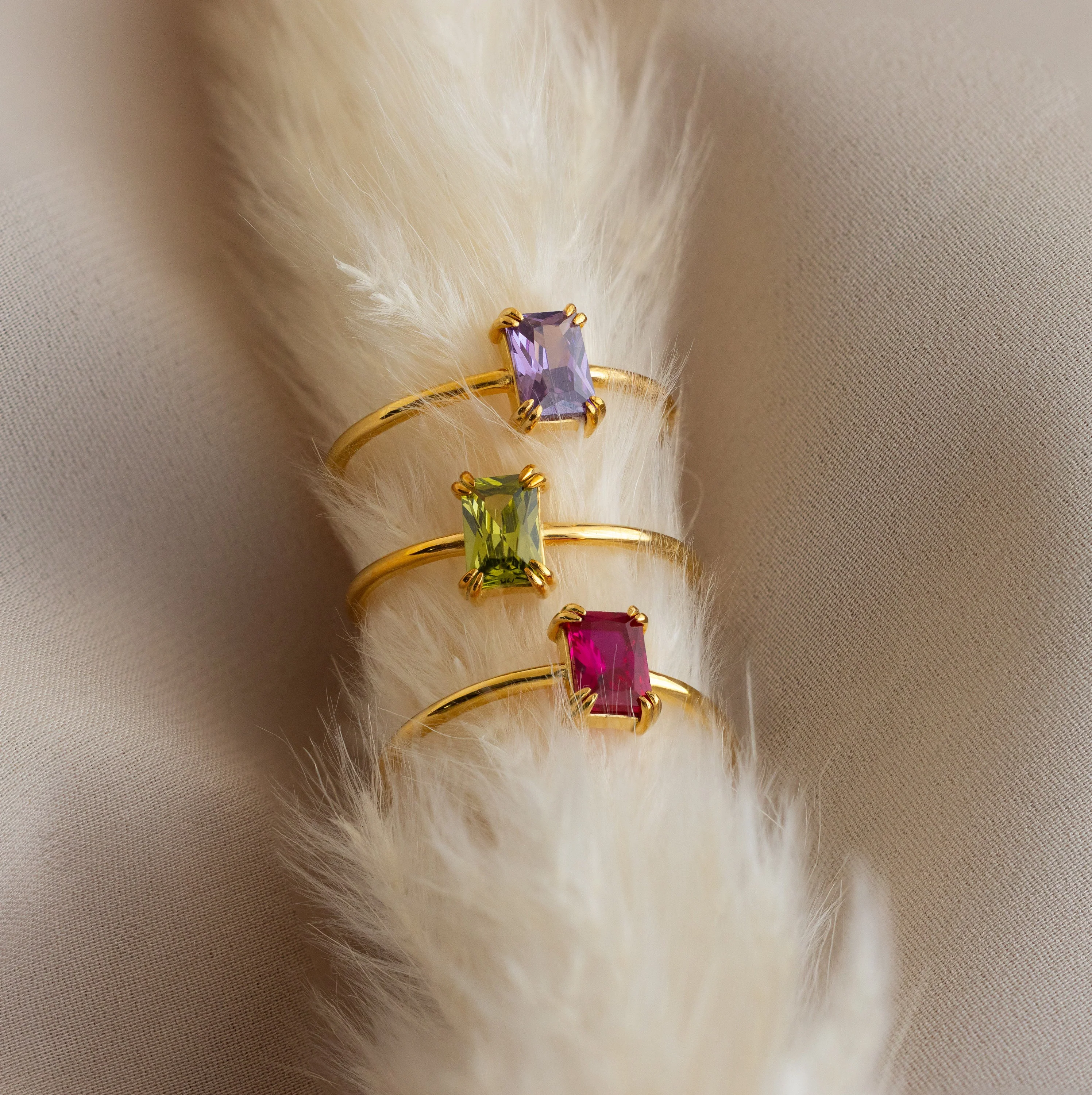 Emerald Cut Birthstone Ring - Image 3