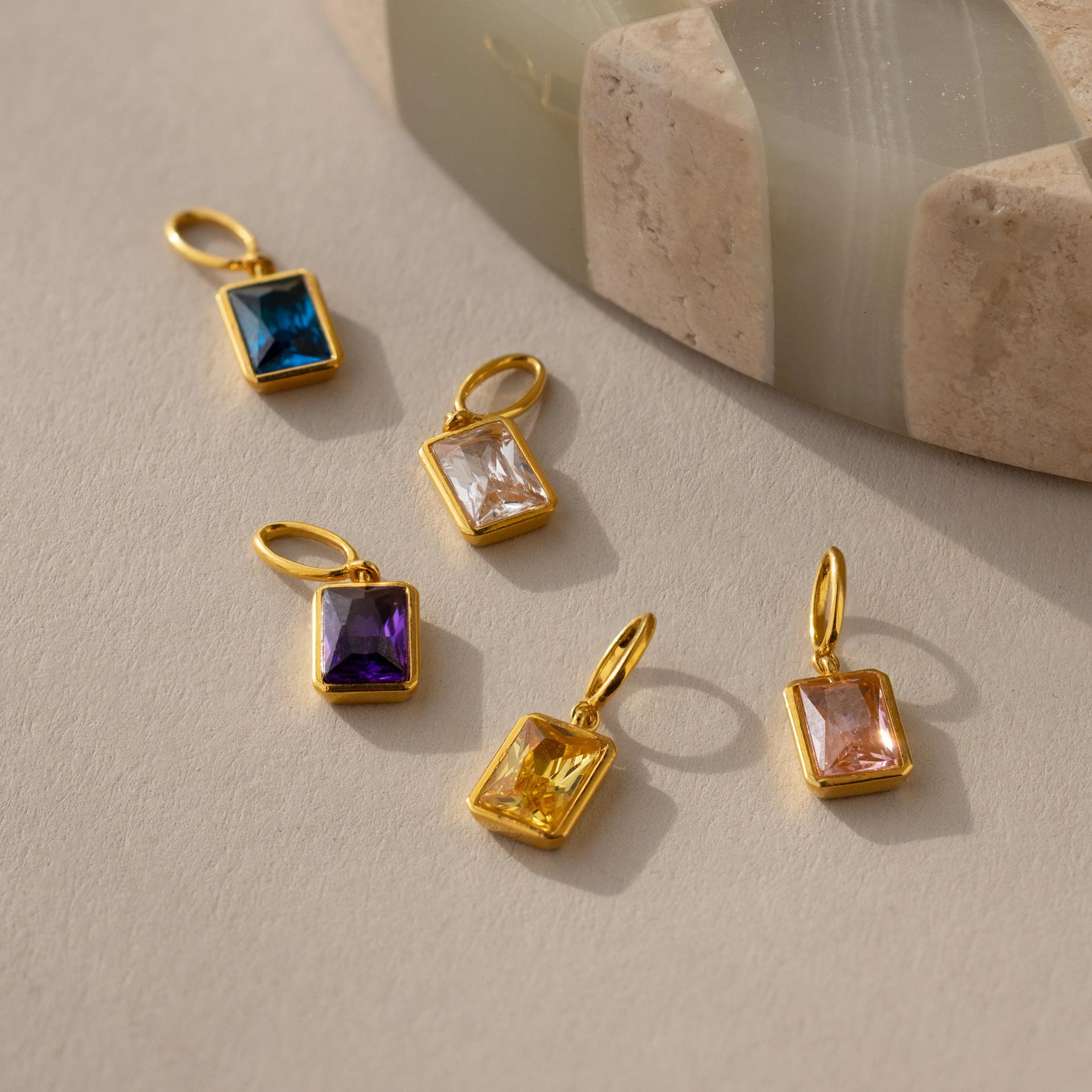 Emerald Cut Birthstone Charm - Image 5