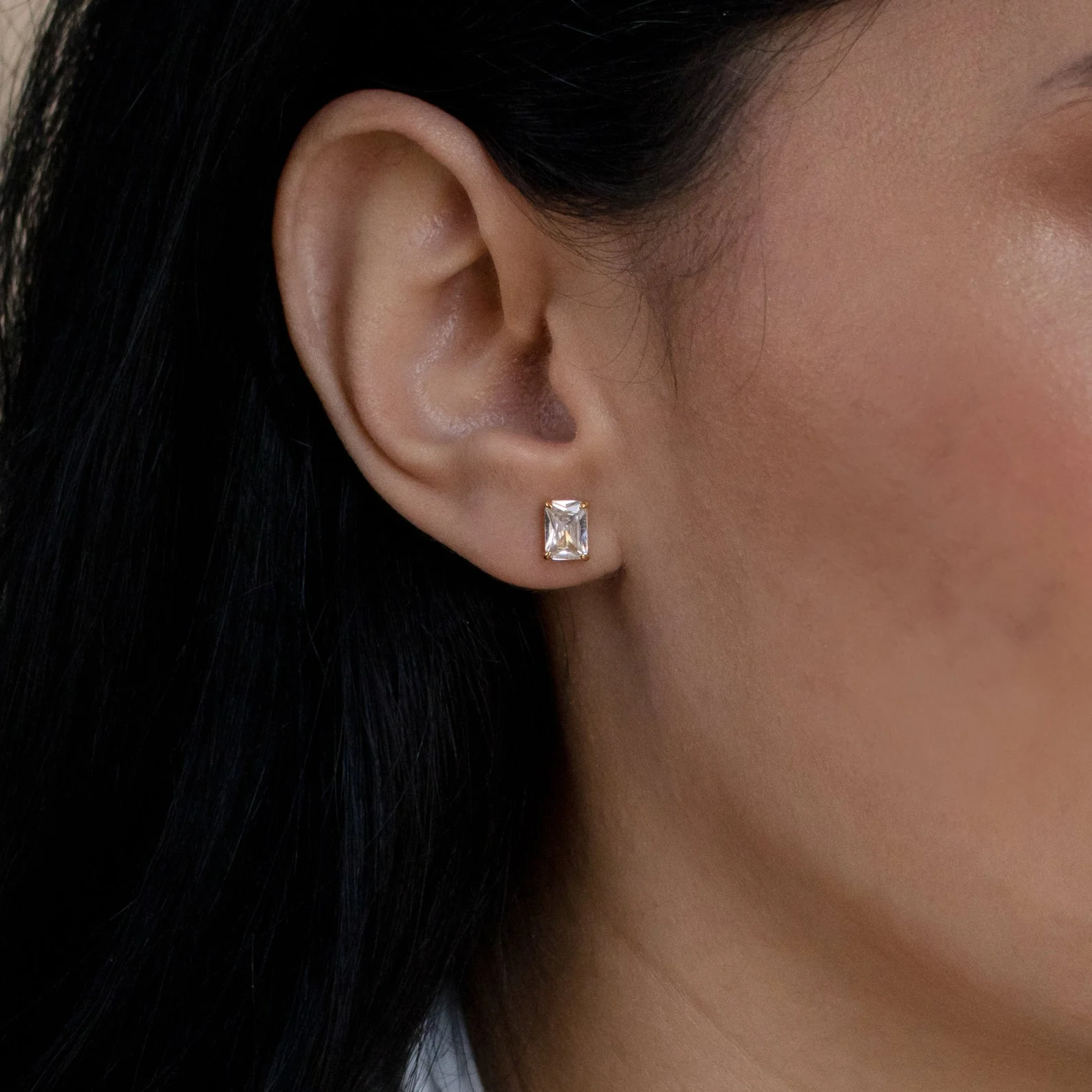 Emerald Diamond Studs in 18K Gold - Image 2
