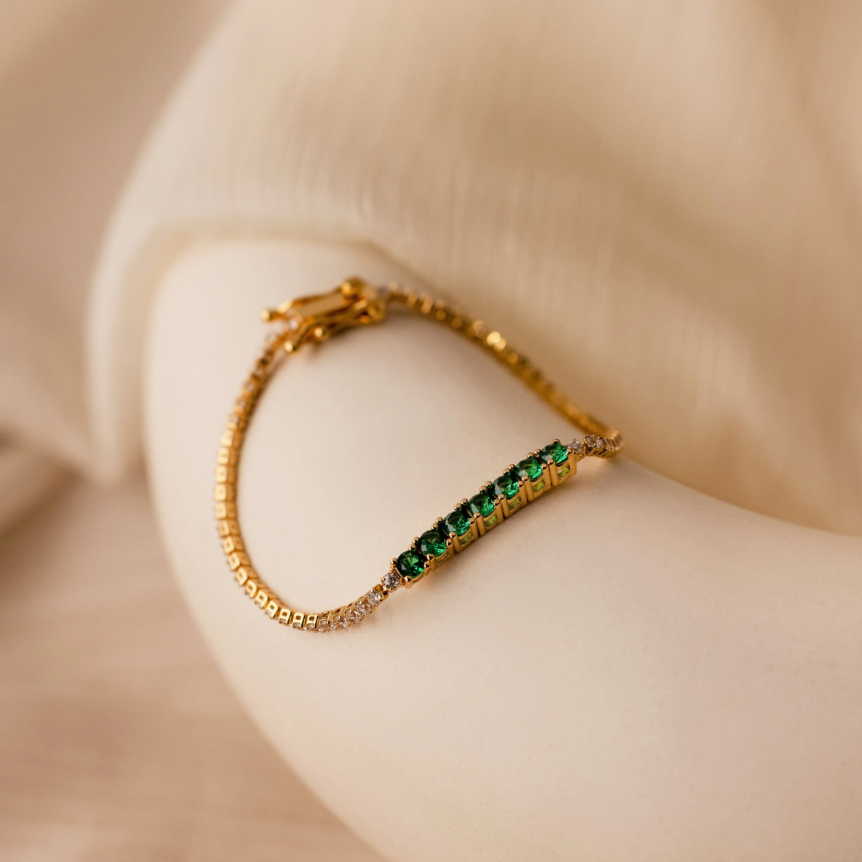 Emerald Diamond Tennis Bracelet - Image 3