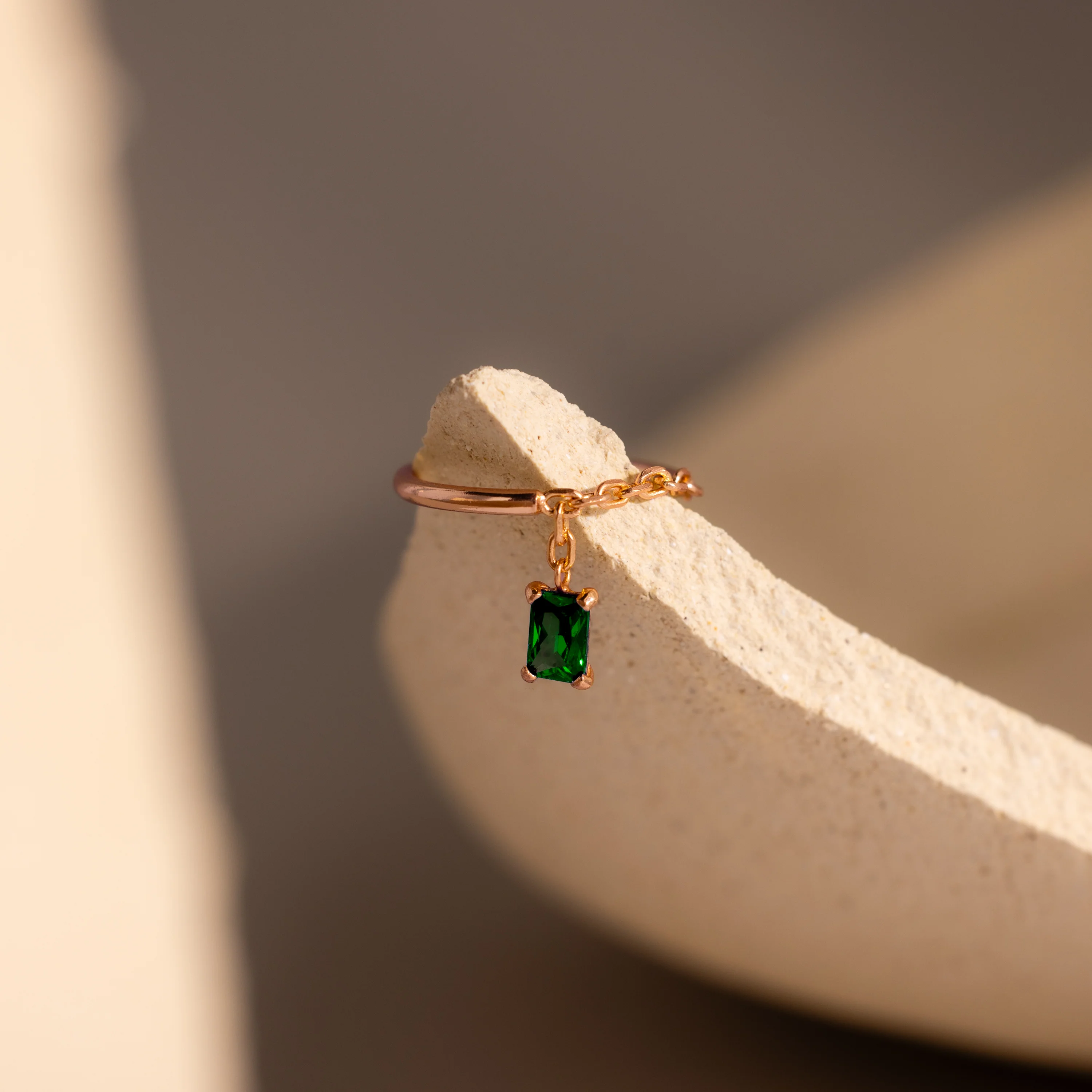 Emerald Drop Chain Ring - Image 5