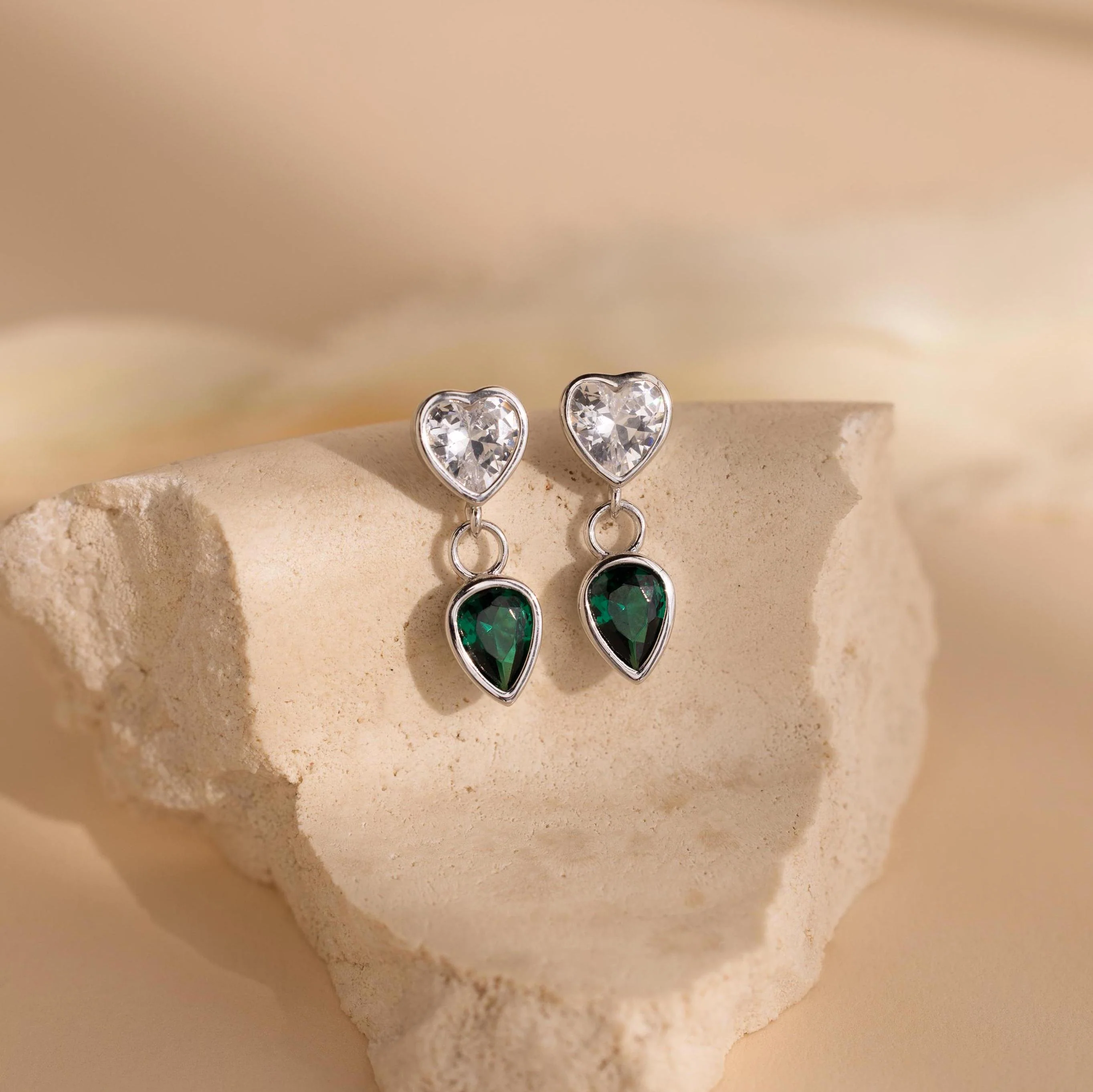 Emerald Heart Drop Studs - Image 5