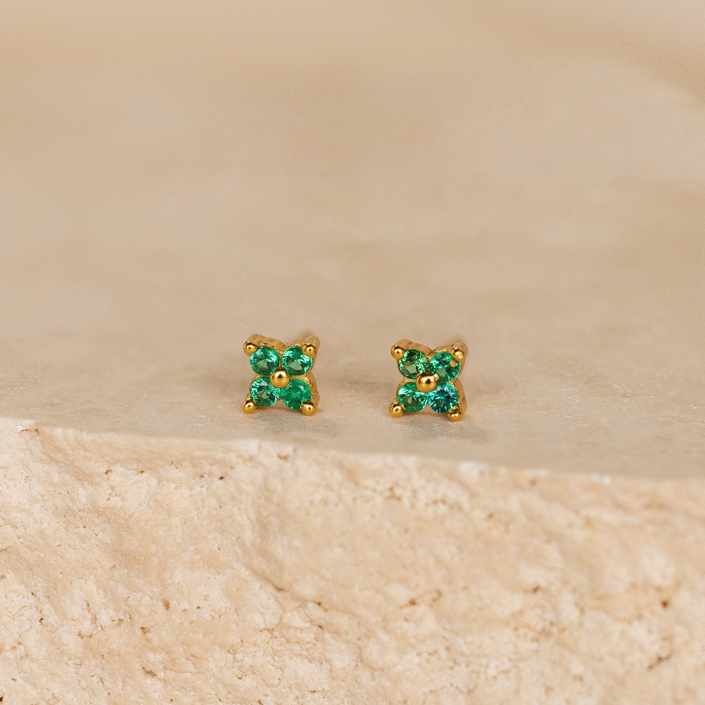 Emerald Ivy Flower Studs - Image 2