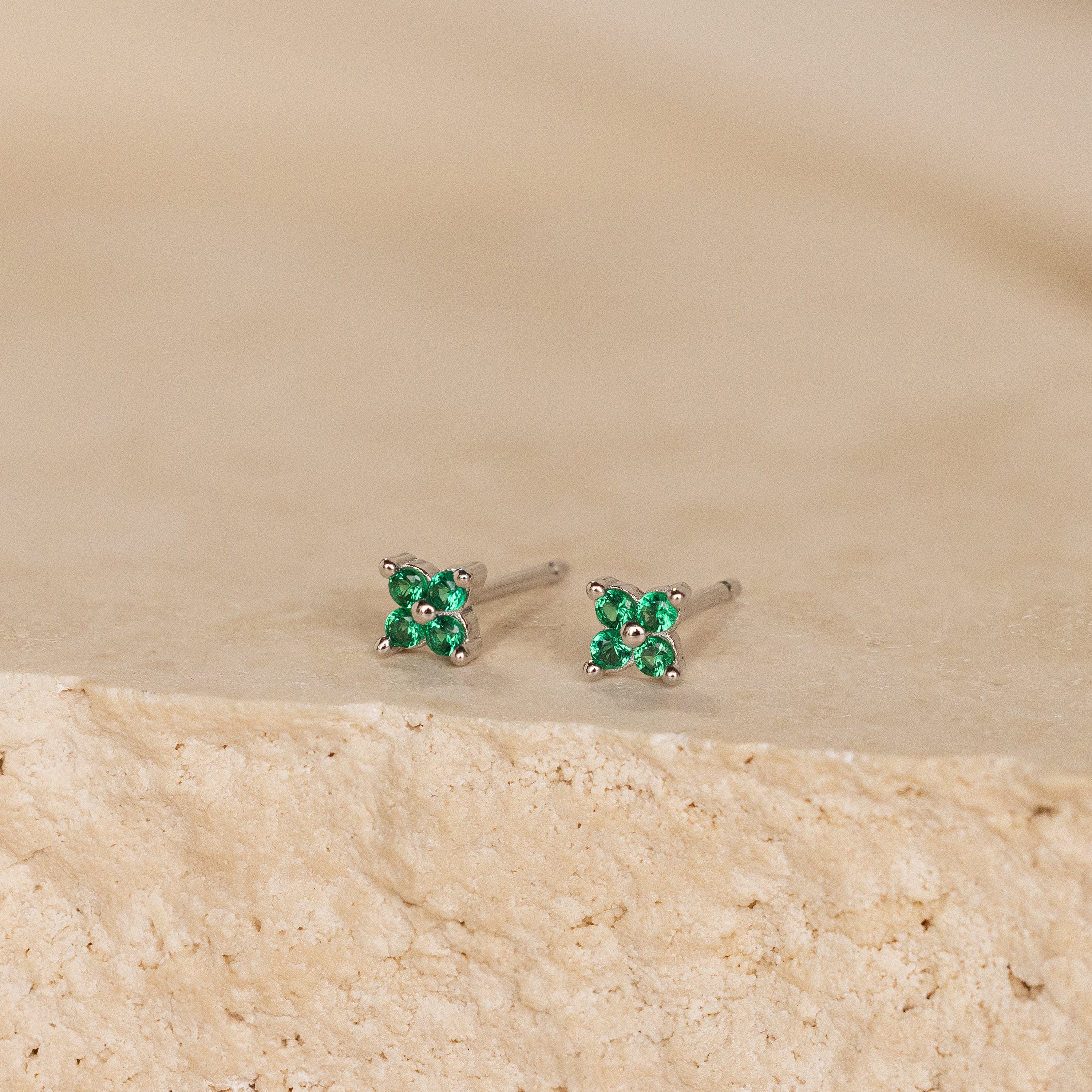 Emerald Ivy Flower Studs - Image 5