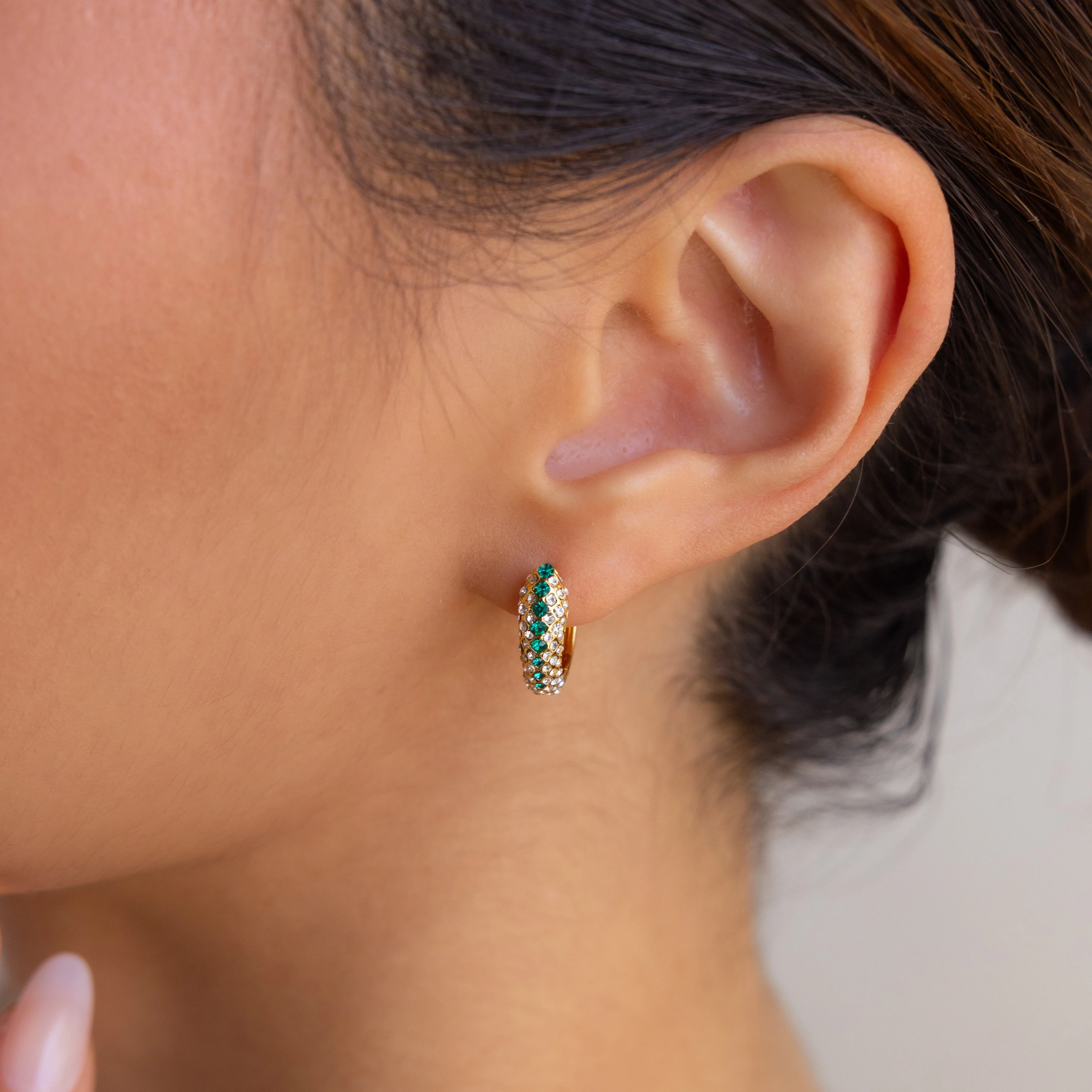 Emerald Pave Snake Hoops - Image 2