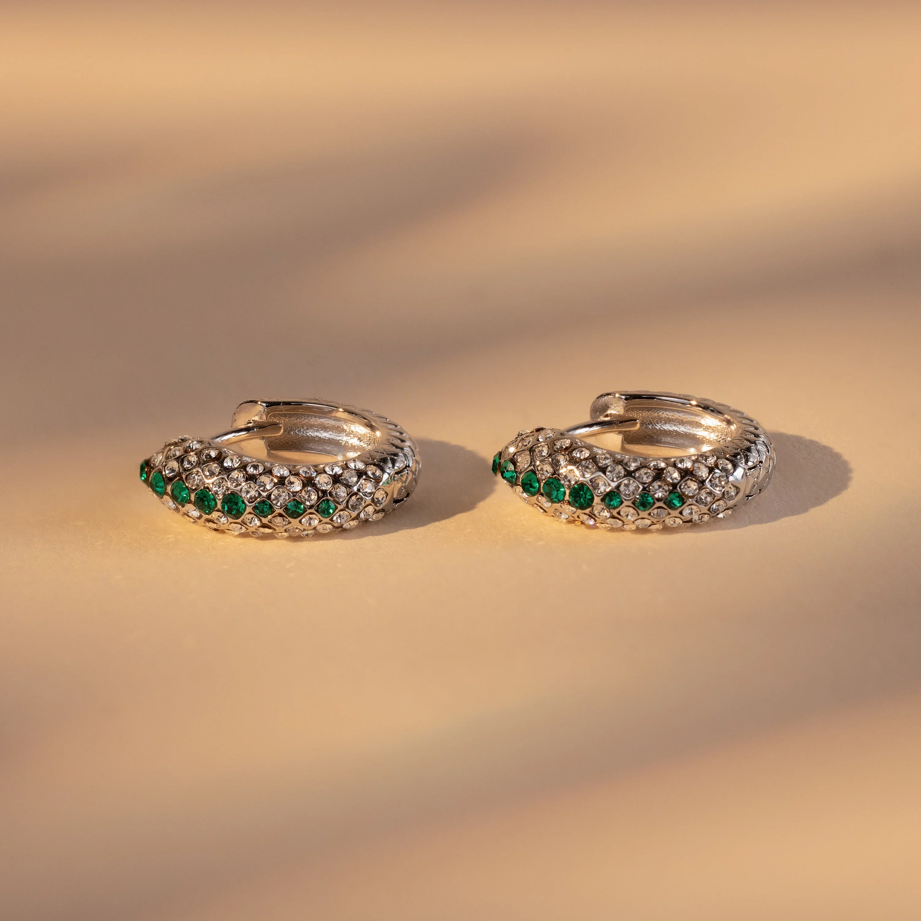 Emerald Pave Snake Hoops - Image 5