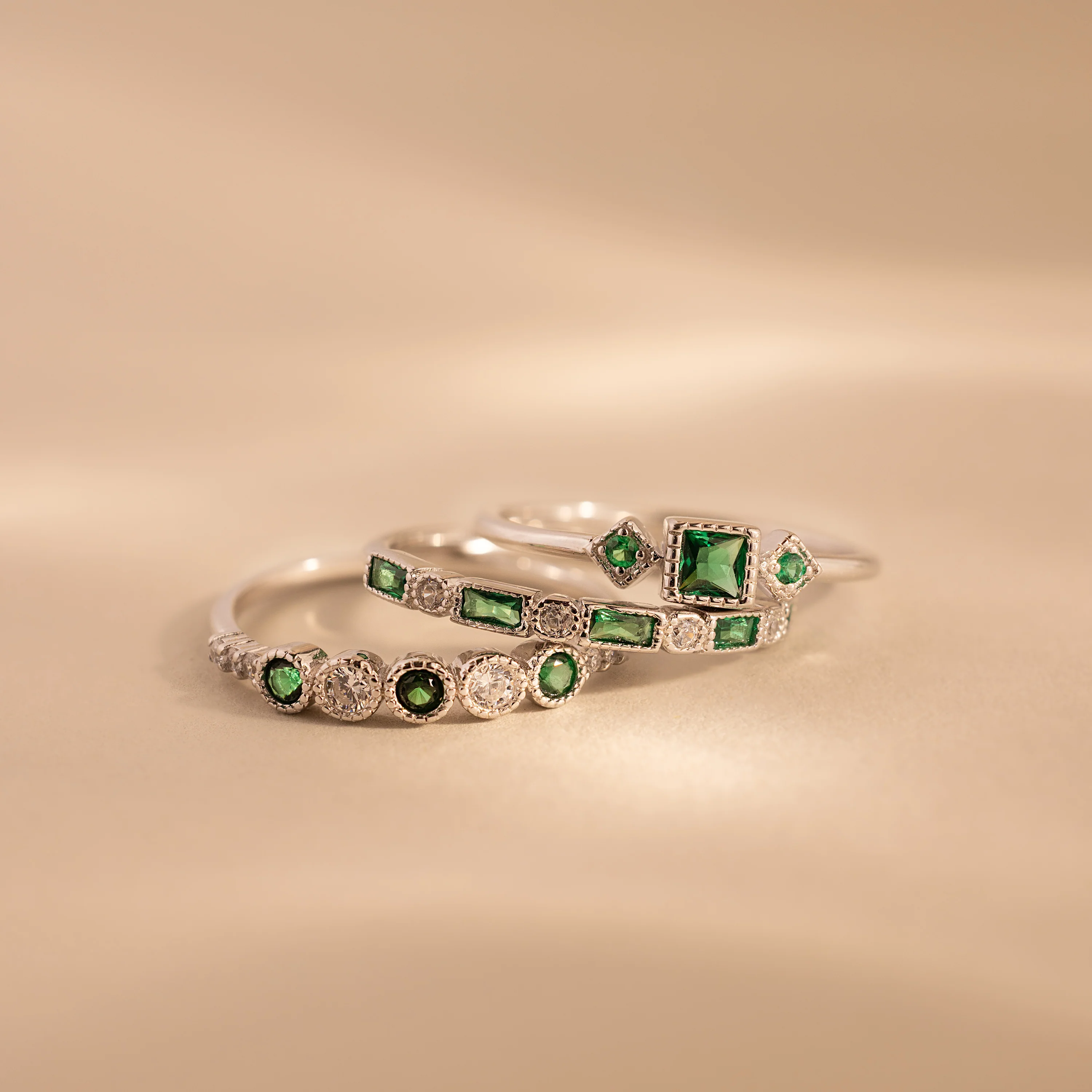 Emerald Stacking Ring Set - Image 6
