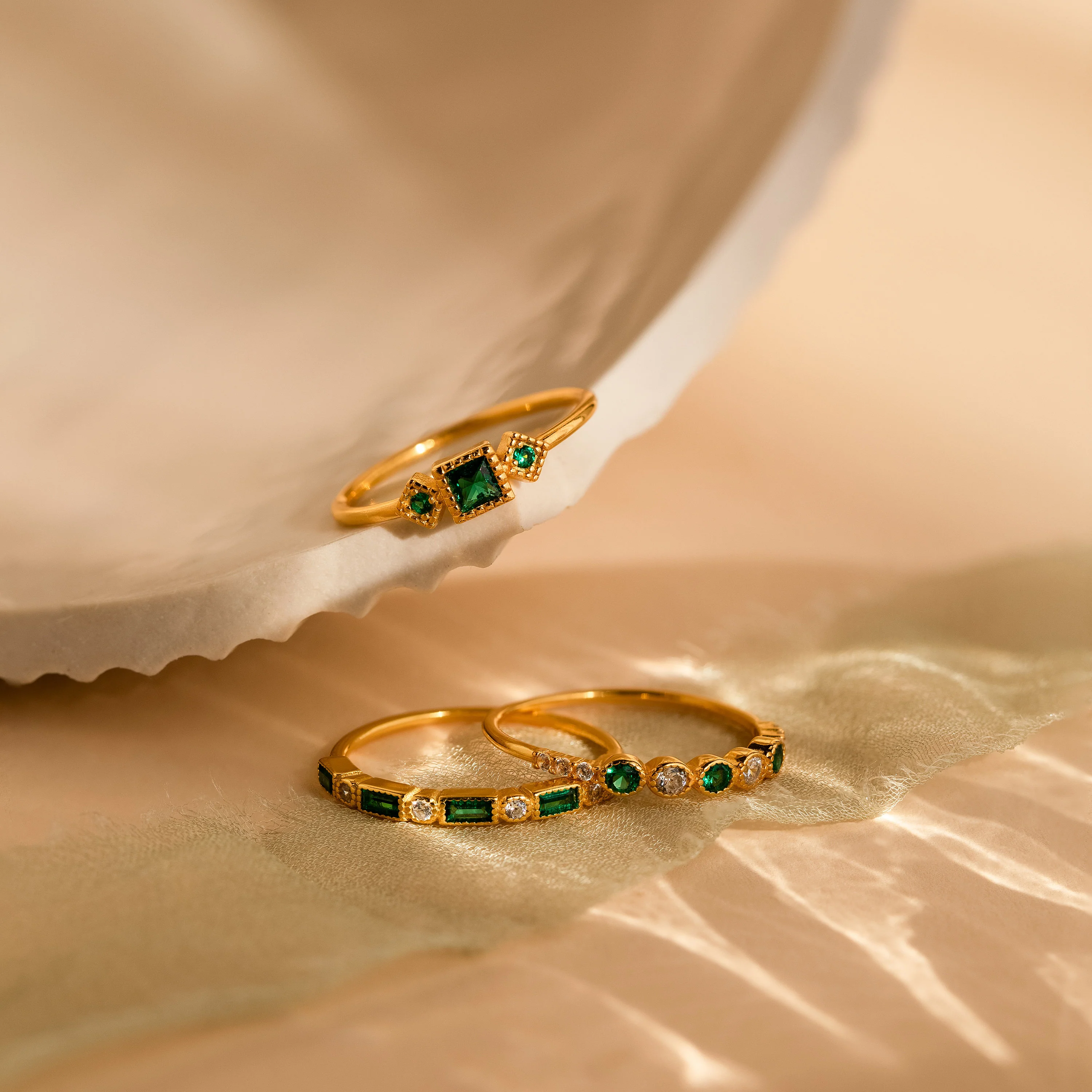 Emerald Stacking Ring Set - Image 8