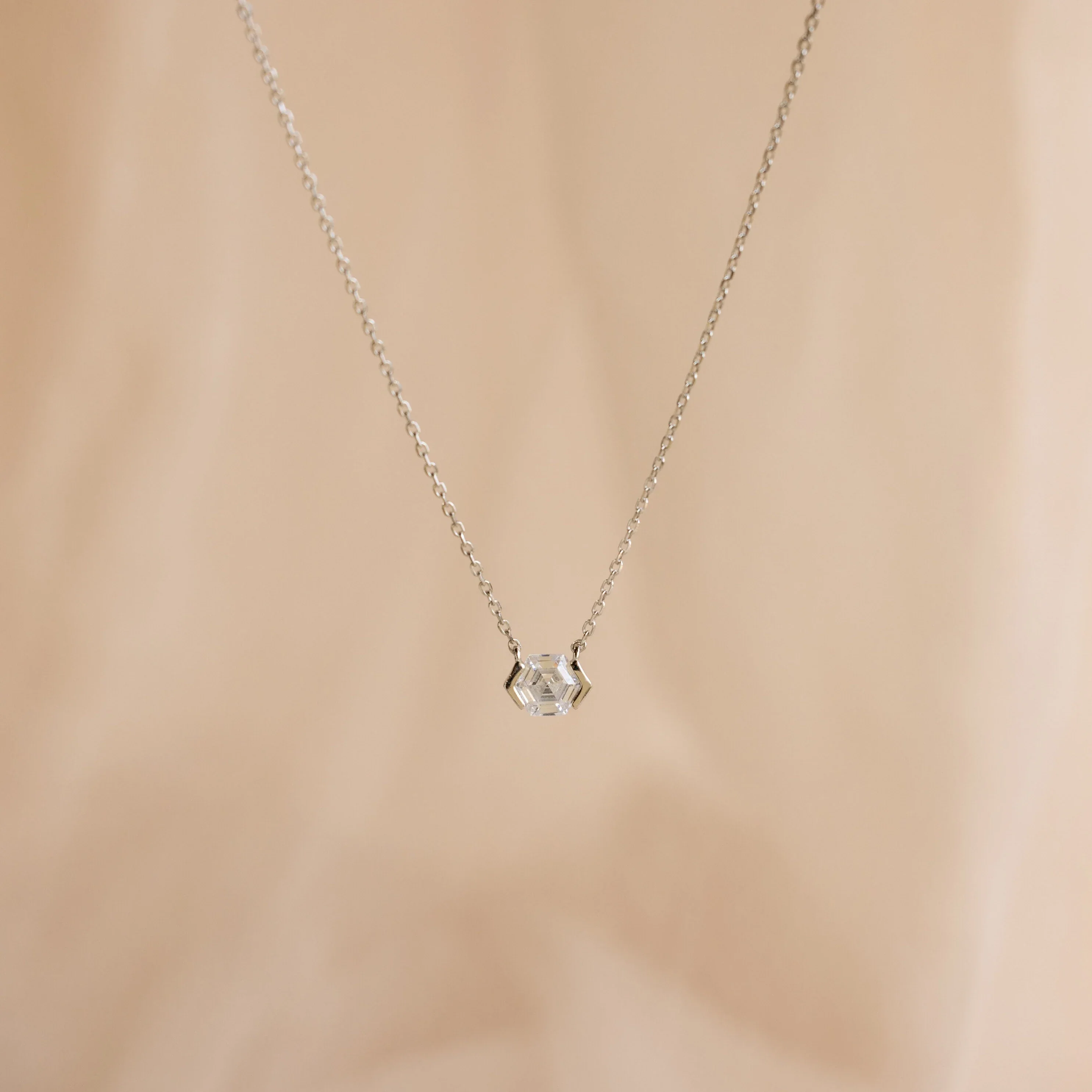 Encased Hexagon Diamond Necklace - Image 5