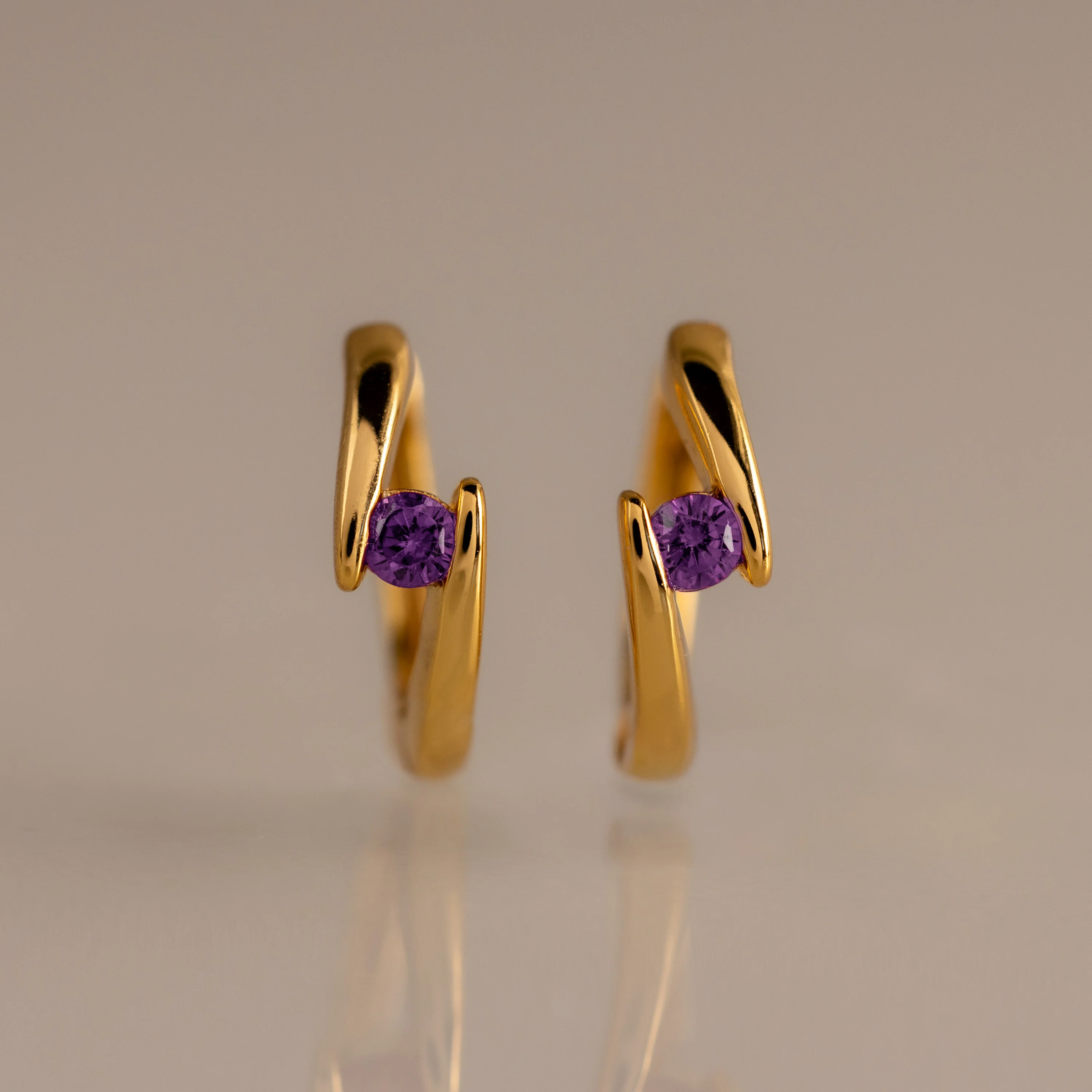 Floating Amethyst Huggies