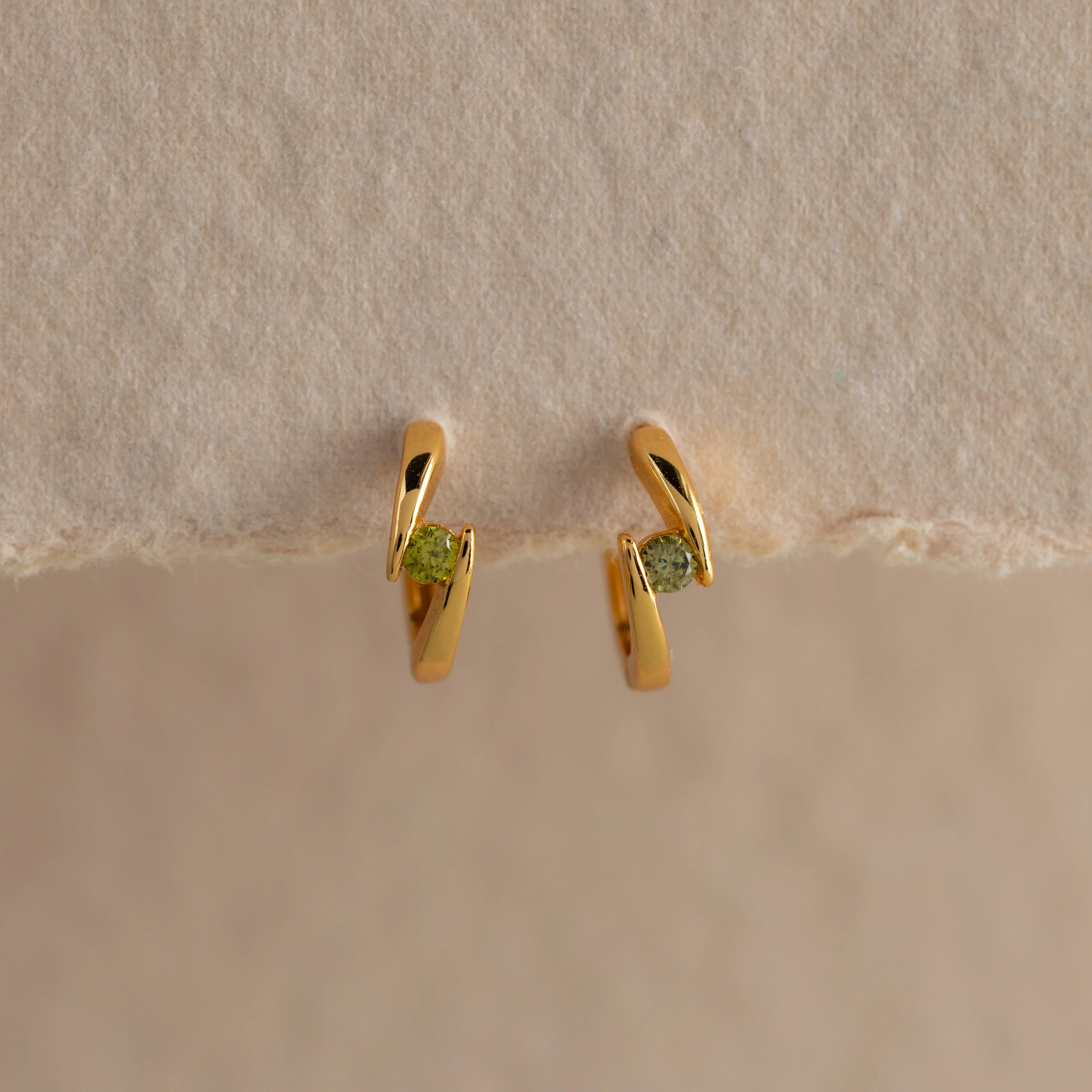 Floating Peridot Huggies - Image 5