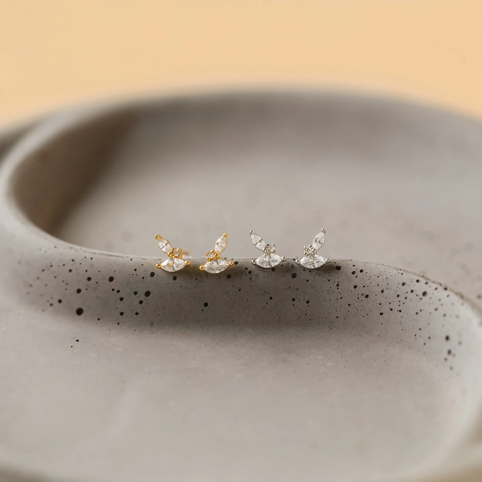Flora Marquise Studs in Silver - Image 5