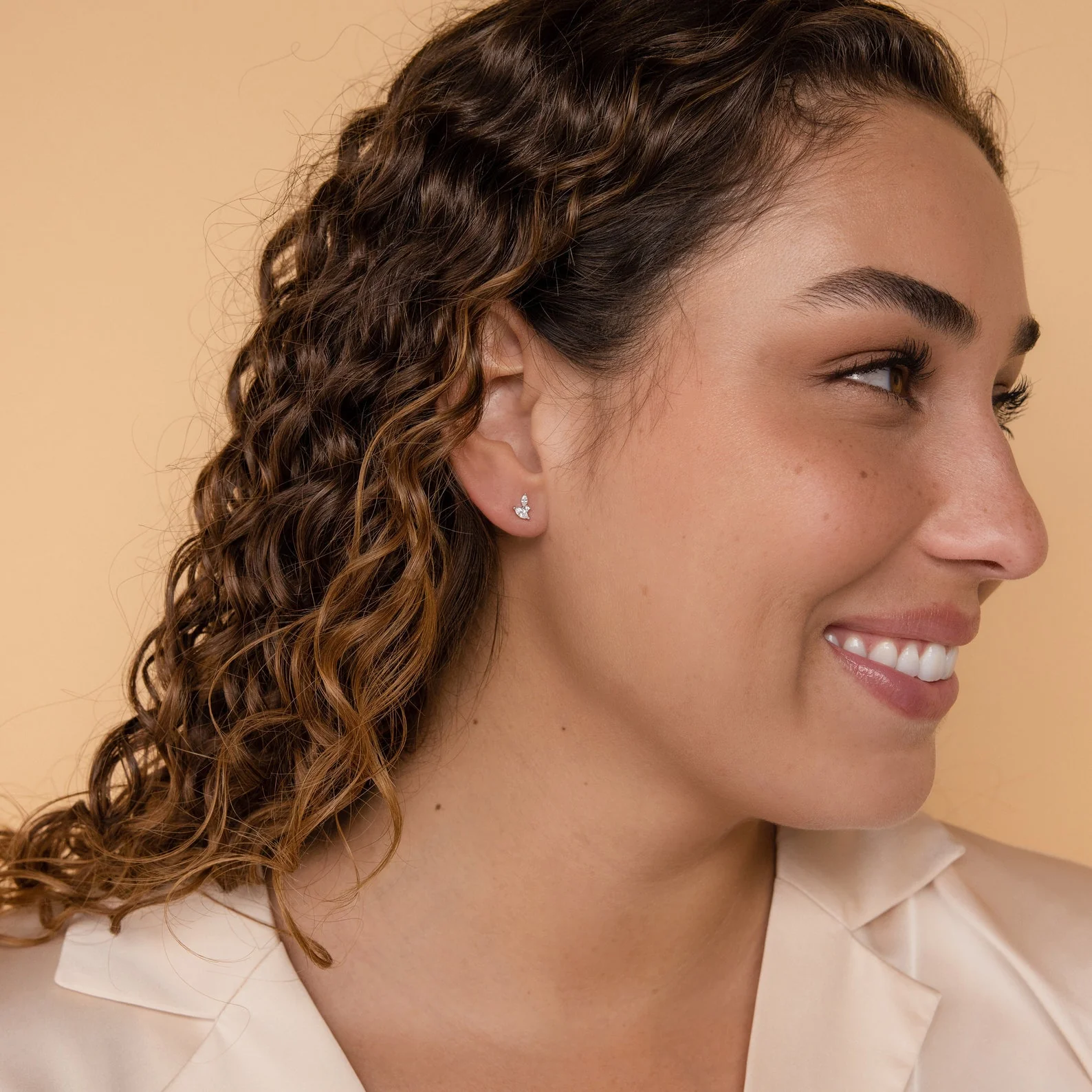 Flora Marquise Studs in Silver - Image 3