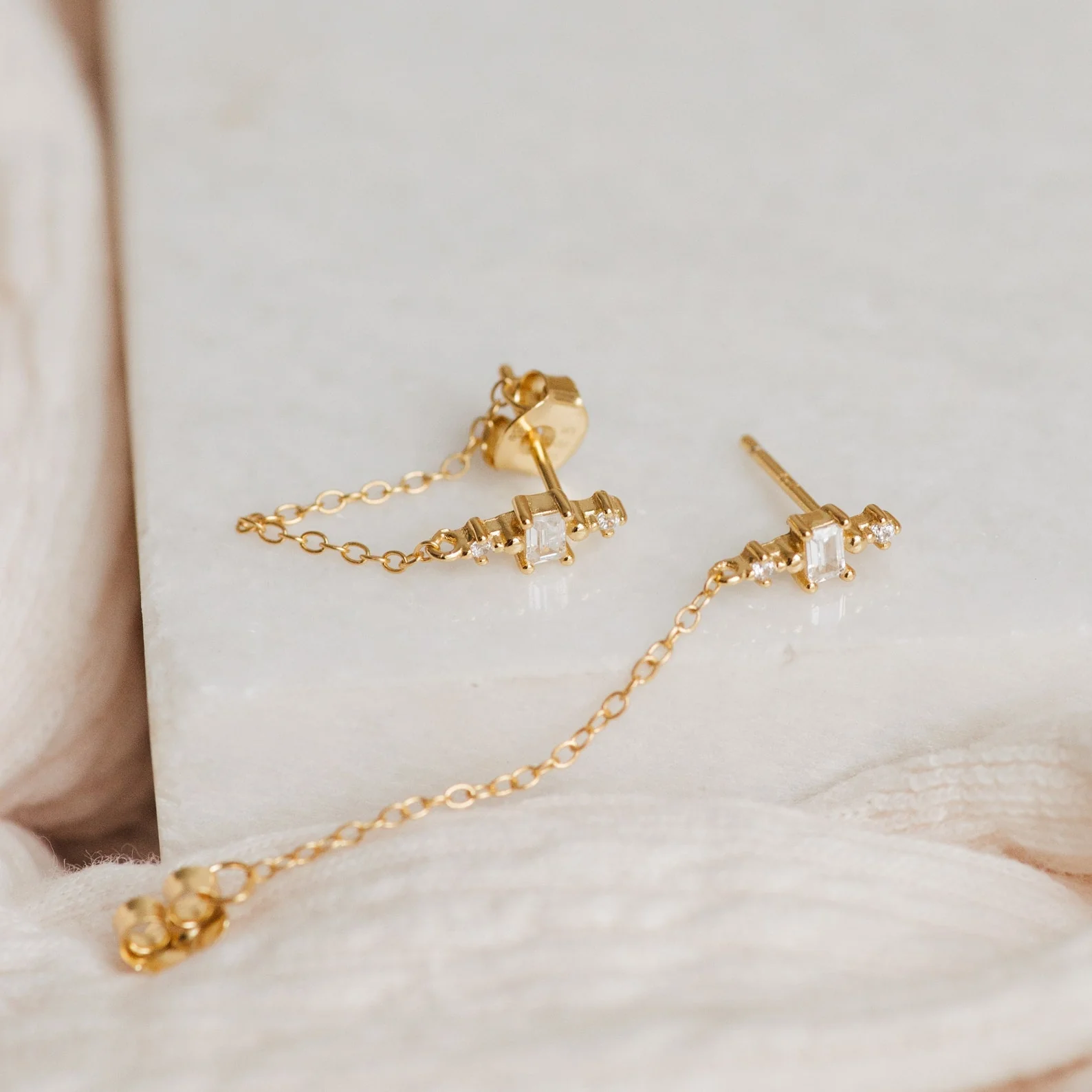 Florence Diamond Chain Earrings - Image 3