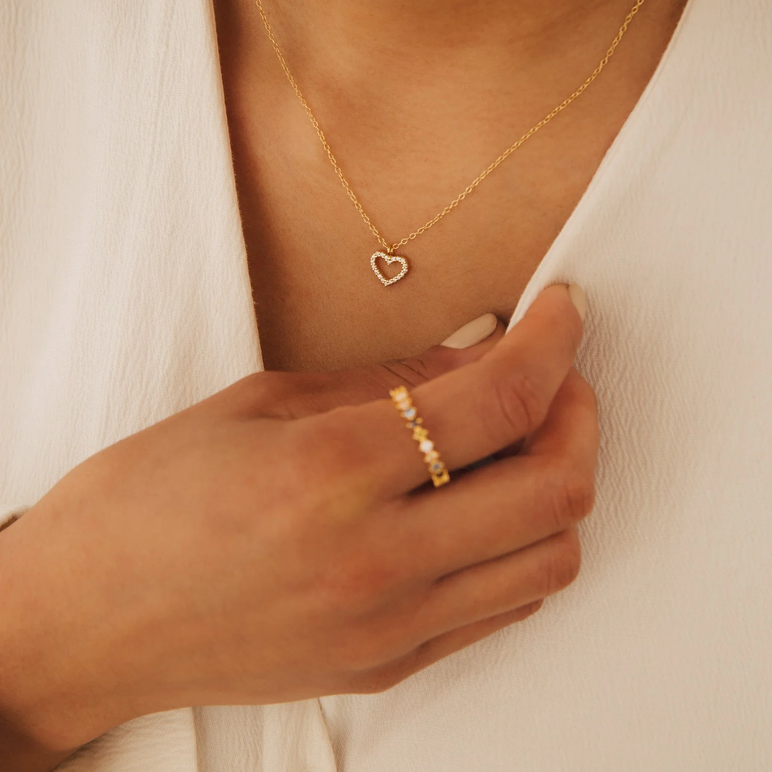 Forever Pave Heart Necklace in 18K Gold - Image 4