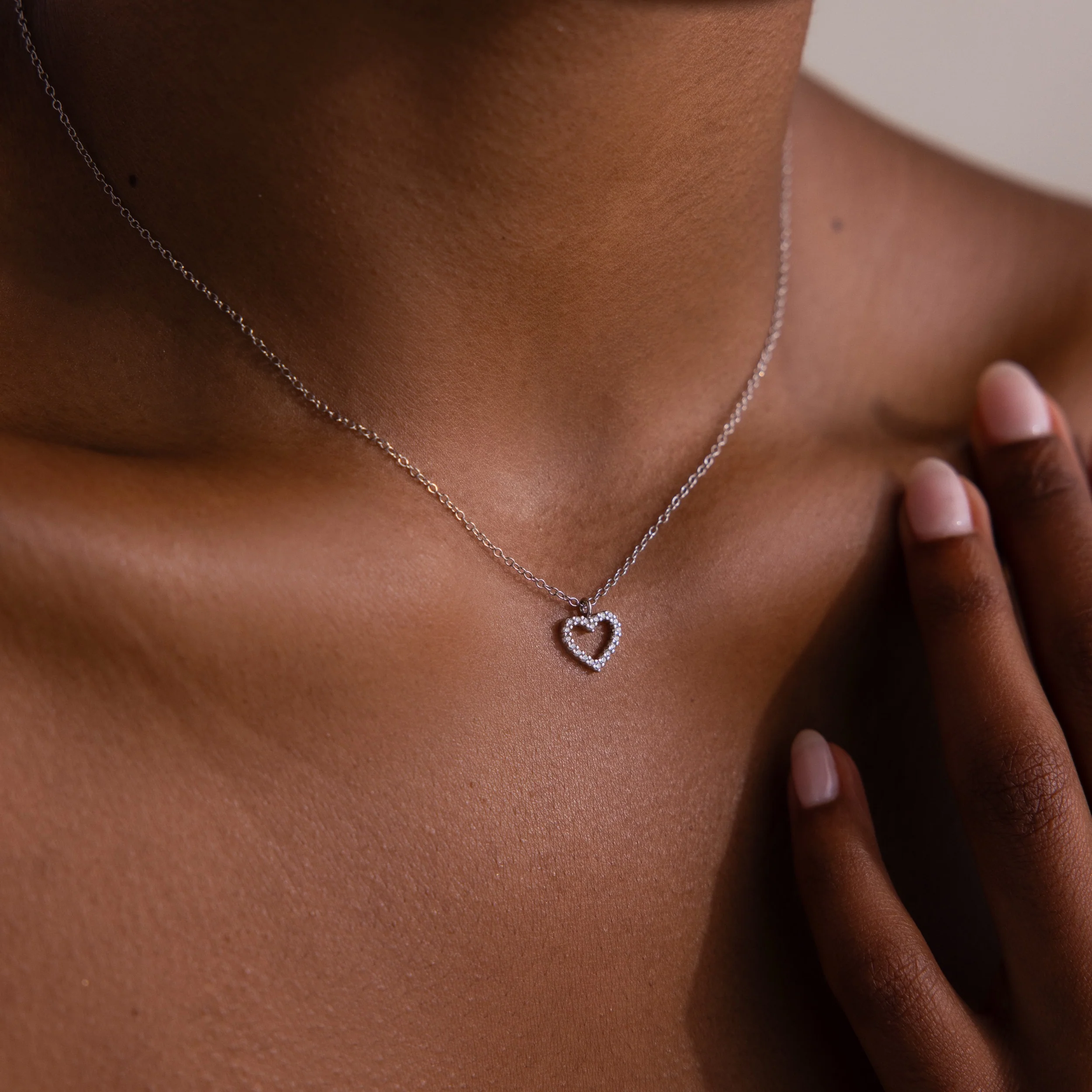 Forever Pave Heart Necklace in Silver - Image 2