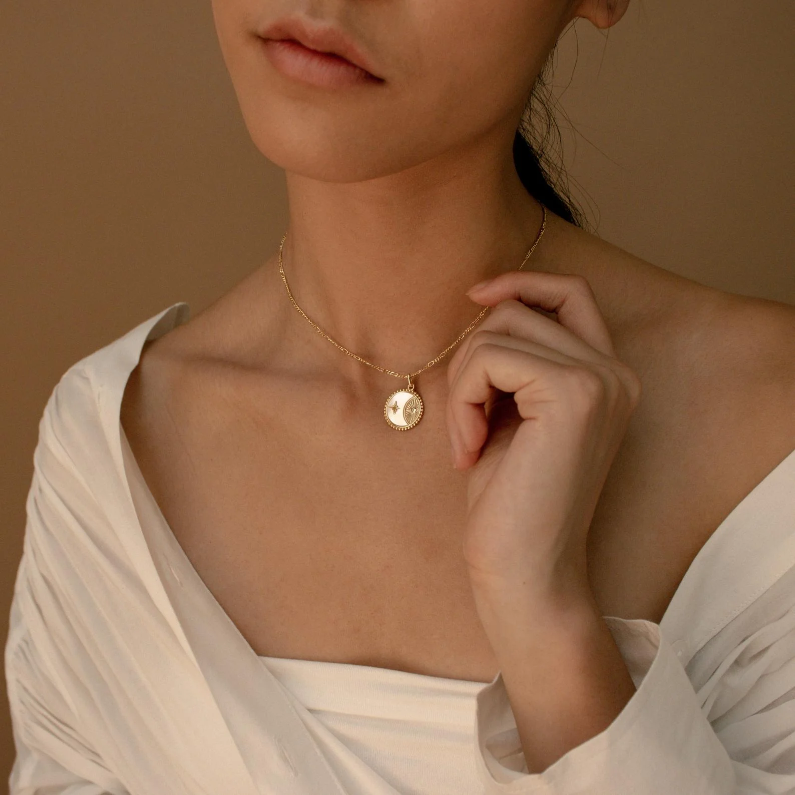 Gabi Coin Necklace in 18K Gold - Image 5