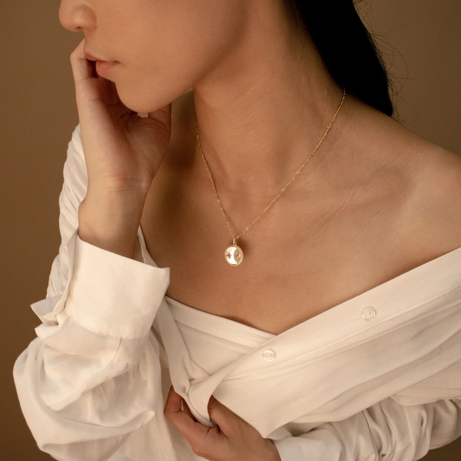 Gabi Coin Necklace in 18K Gold - Image 6
