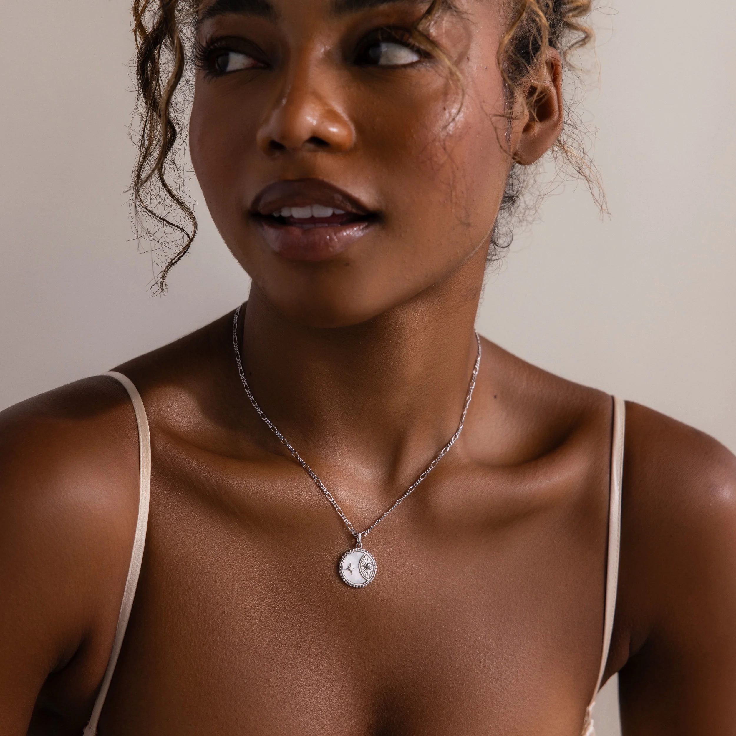 Gabi Coin Necklace in Silver - Image 4