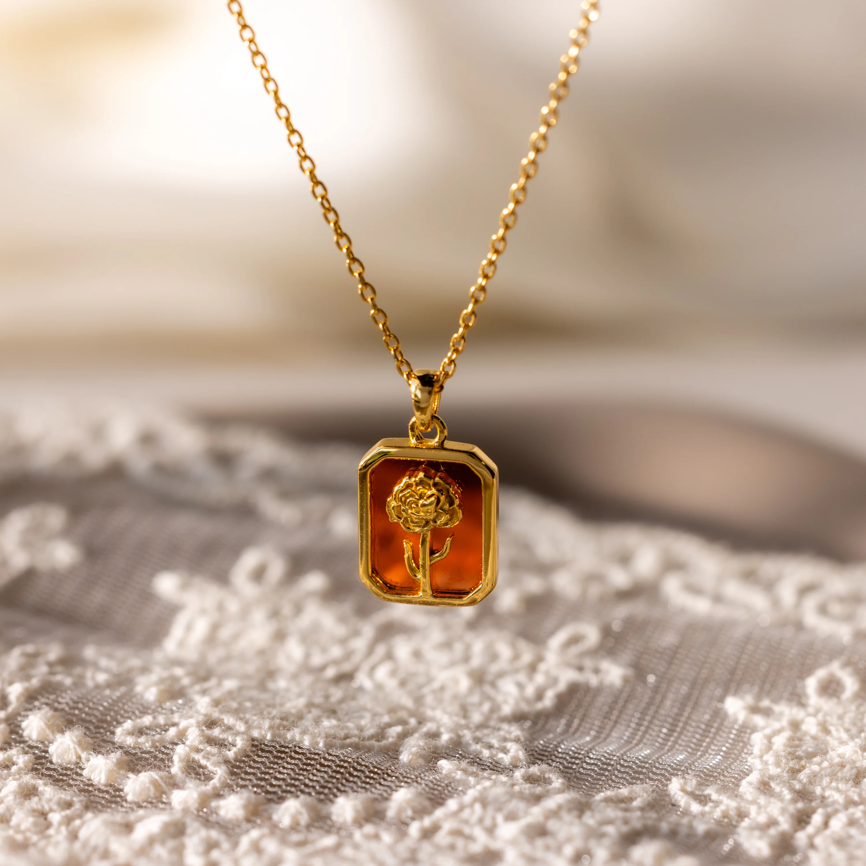 Garnet Birth Flower Charm Necklace - Image 5