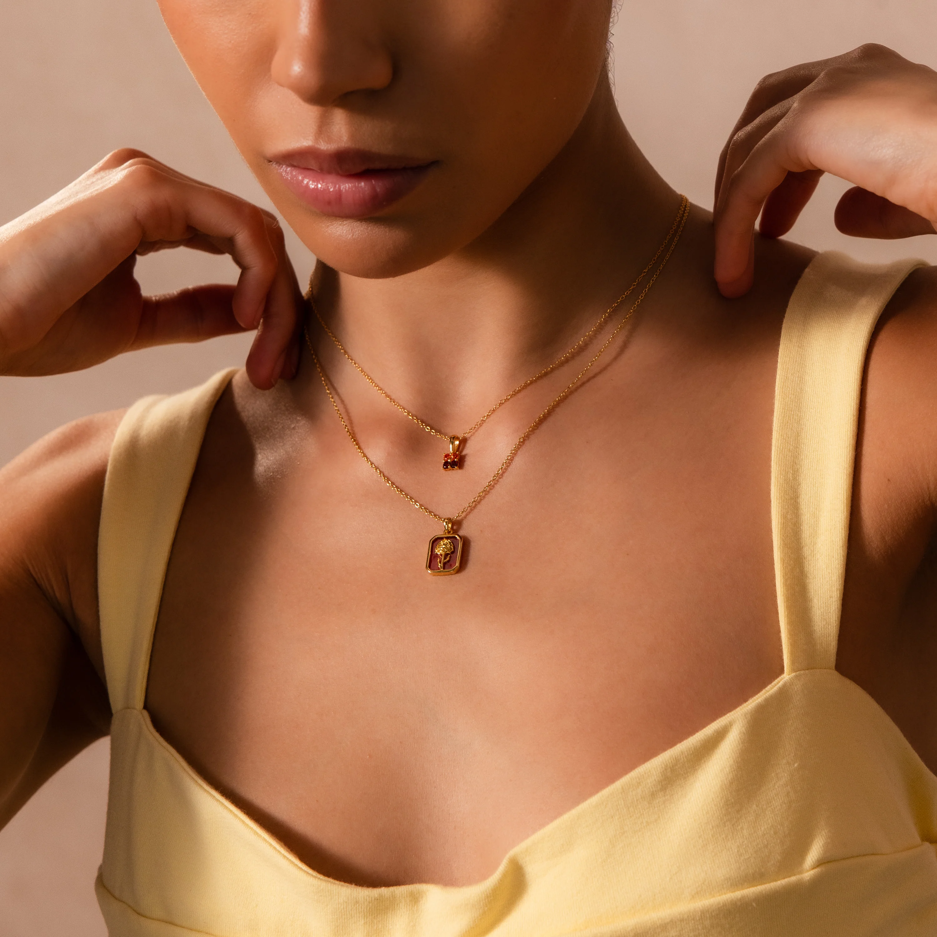 Garnet Birth Flower Charm Necklace - Image 6