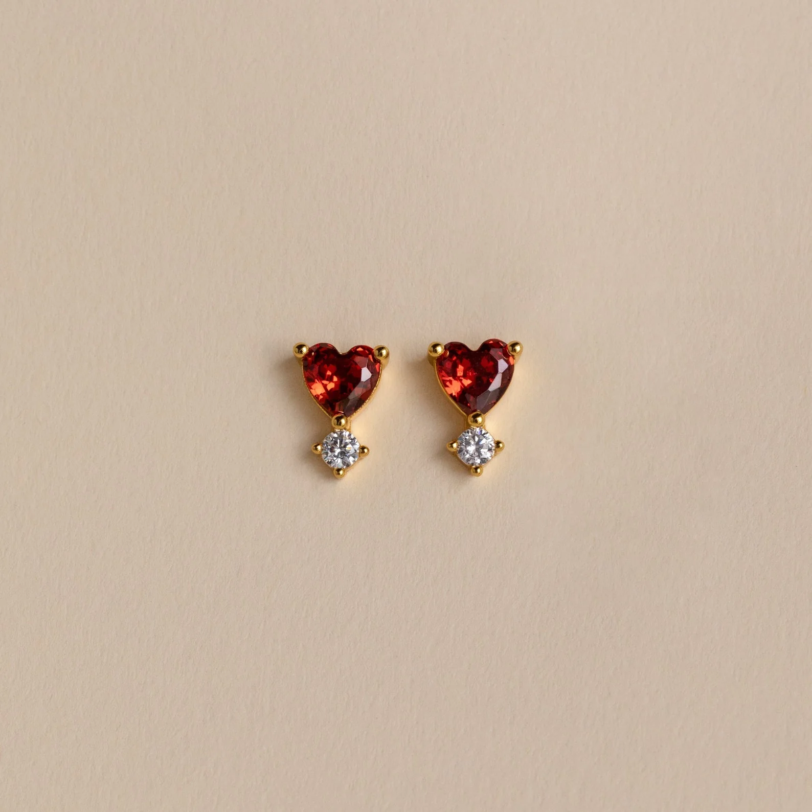 Garnet Heart Studs - Image 3