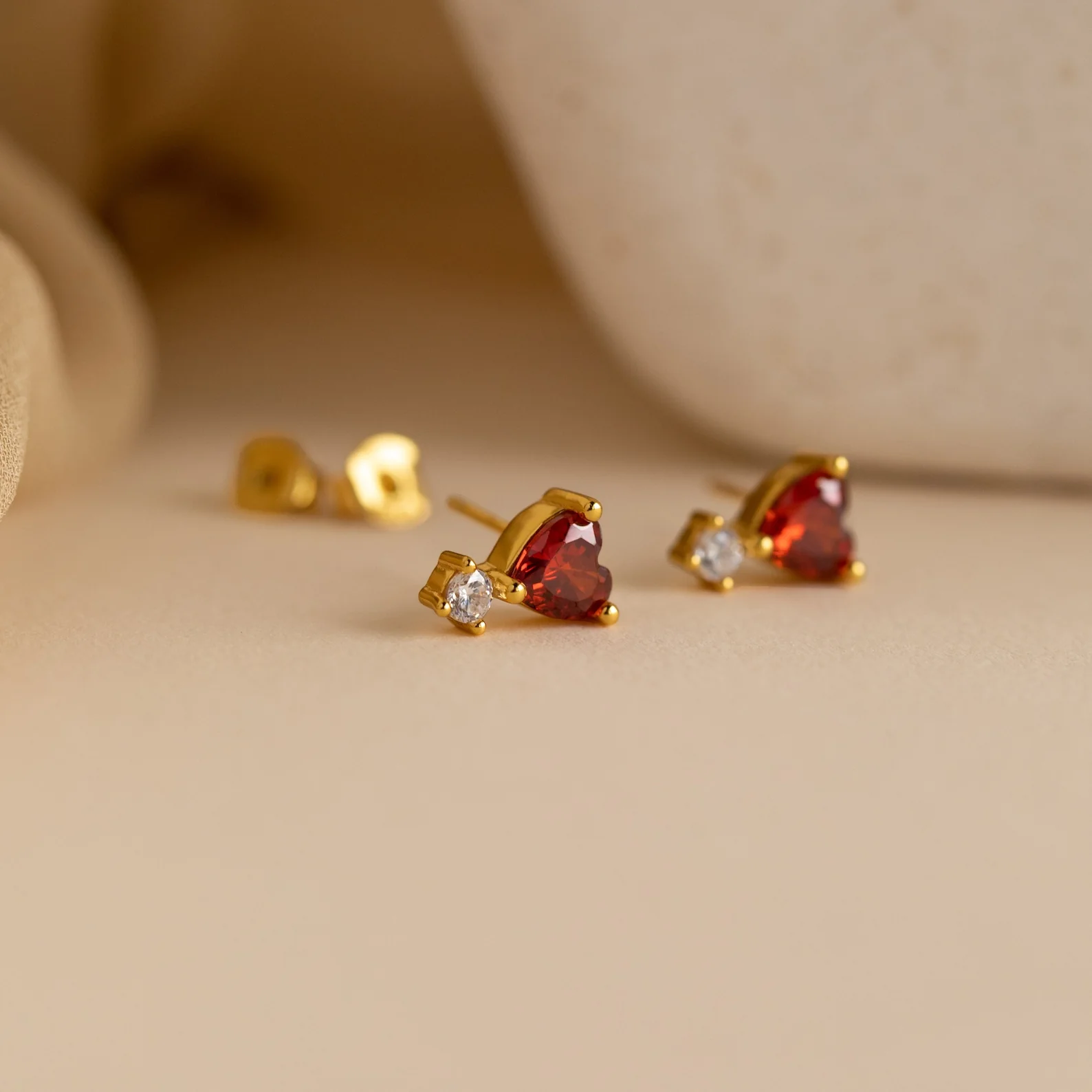 Garnet Heart Studs - Image 5