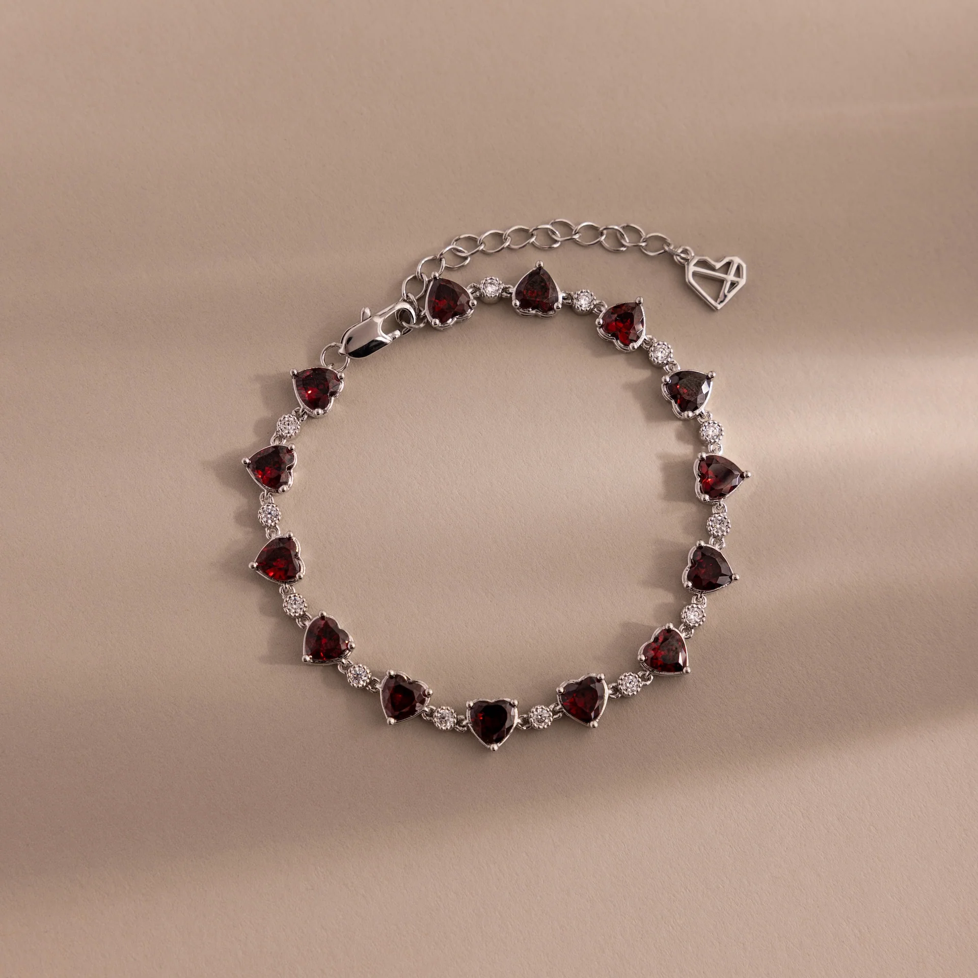 Garnet Heart Tennis Bracelet - Image 2