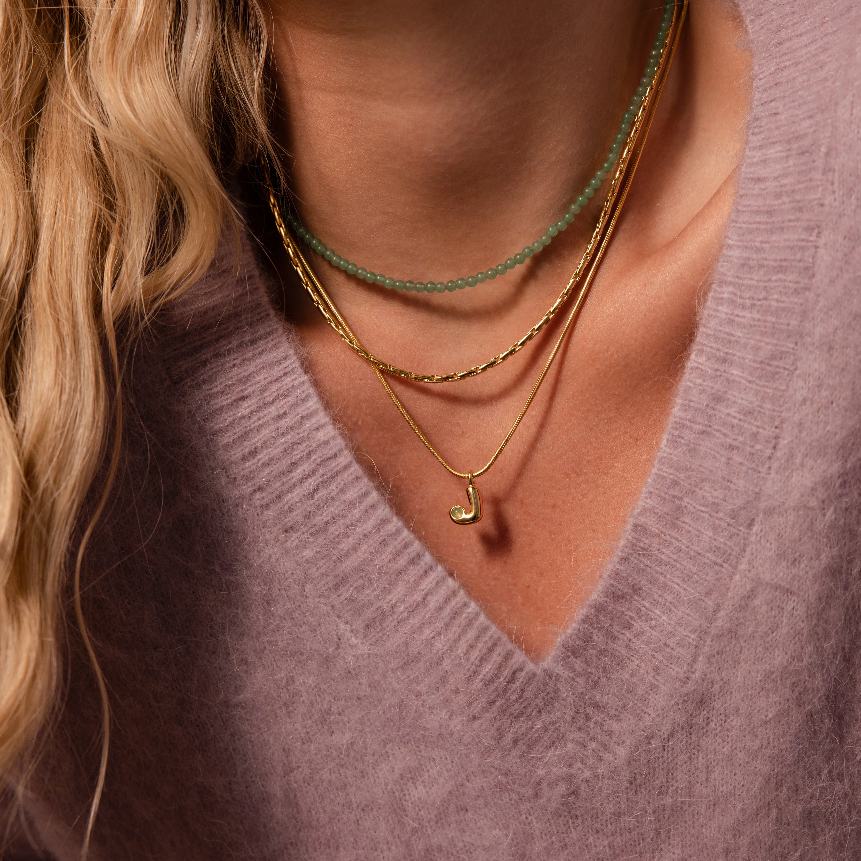 Gemstone Bubble Initial Necklace - Image 6