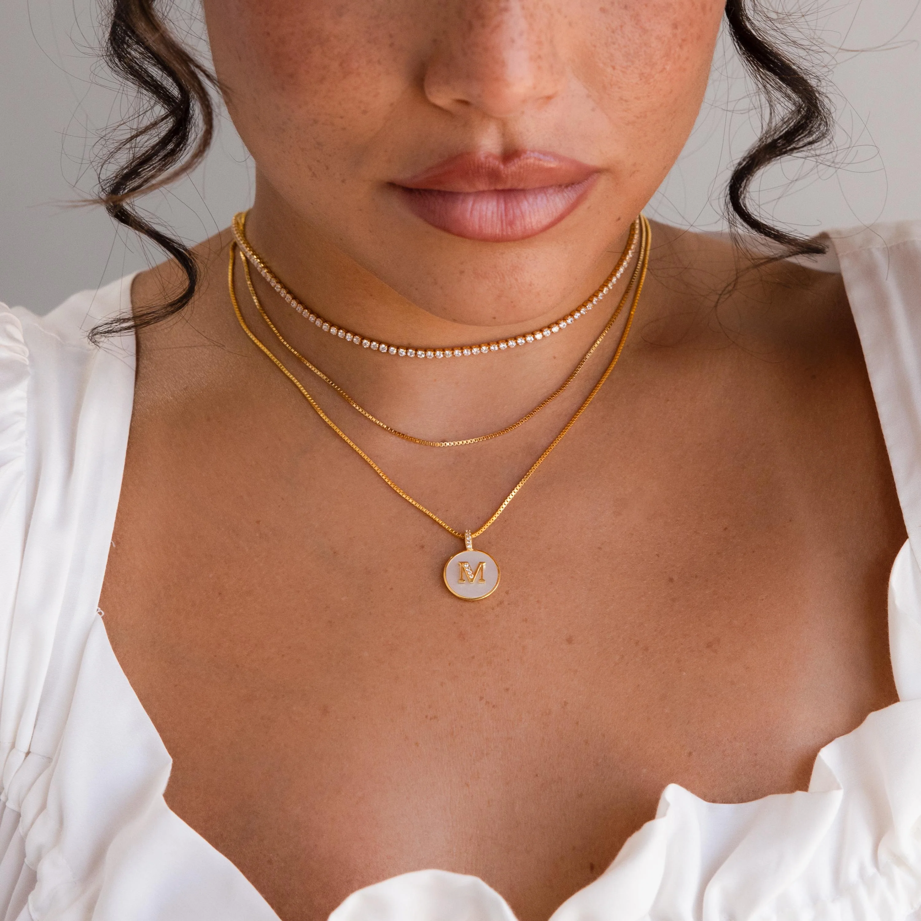 Gemstone Initial Disc Necklace - Image 2