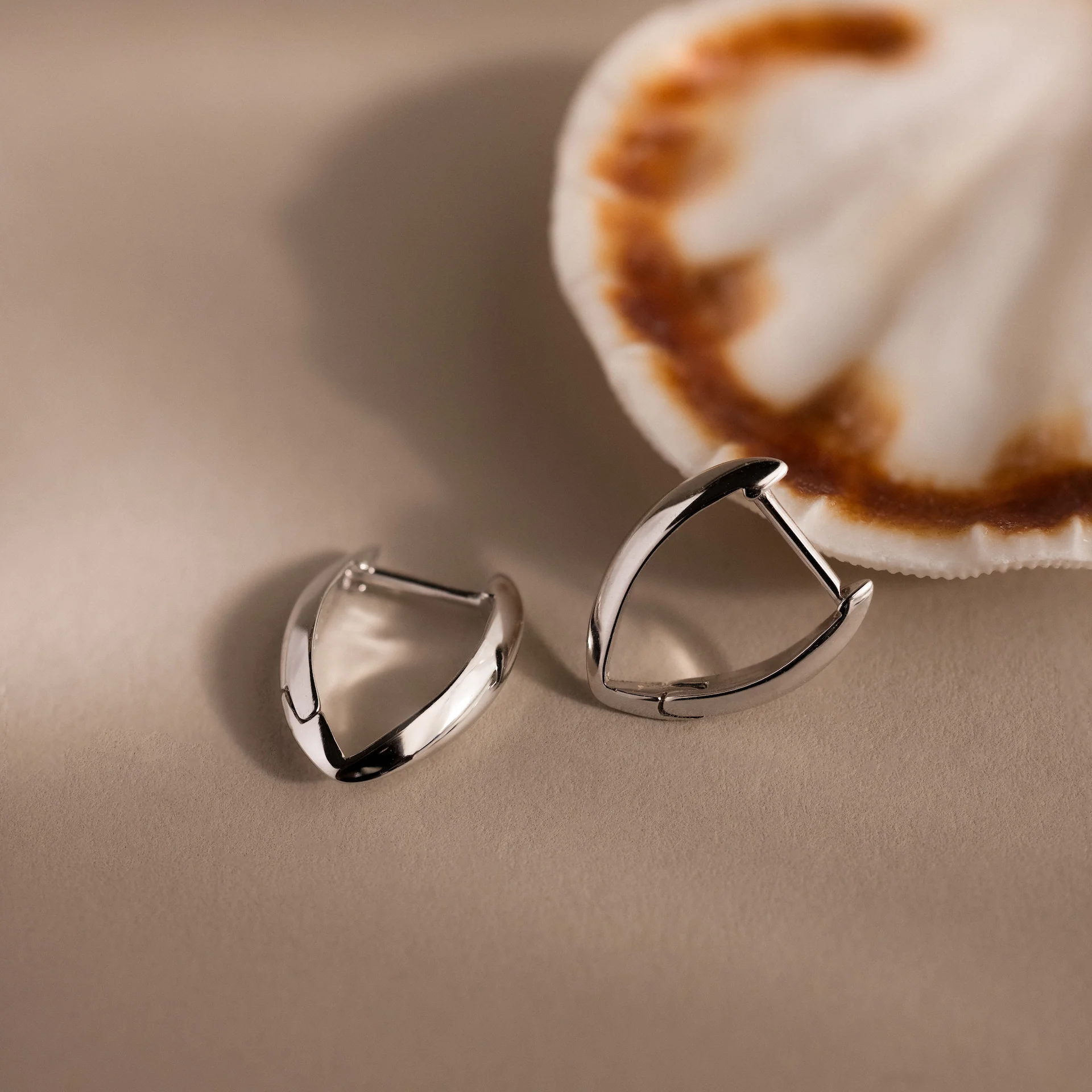 Geometric Leaf Hoop Earrings - Image 2
