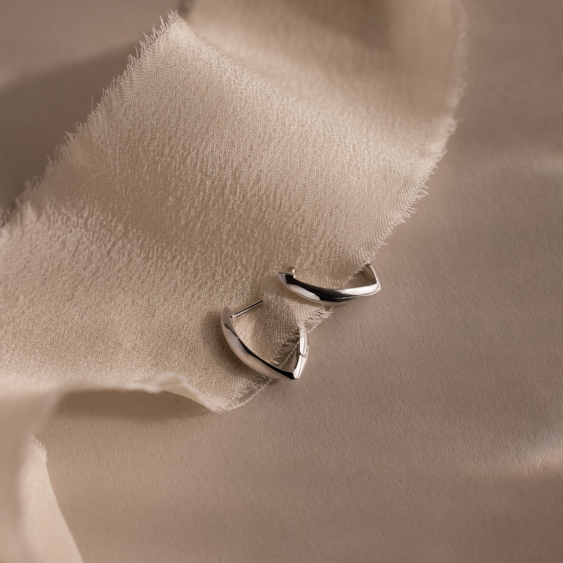 Geometric Leaf Hoop Earrings - Image 4
